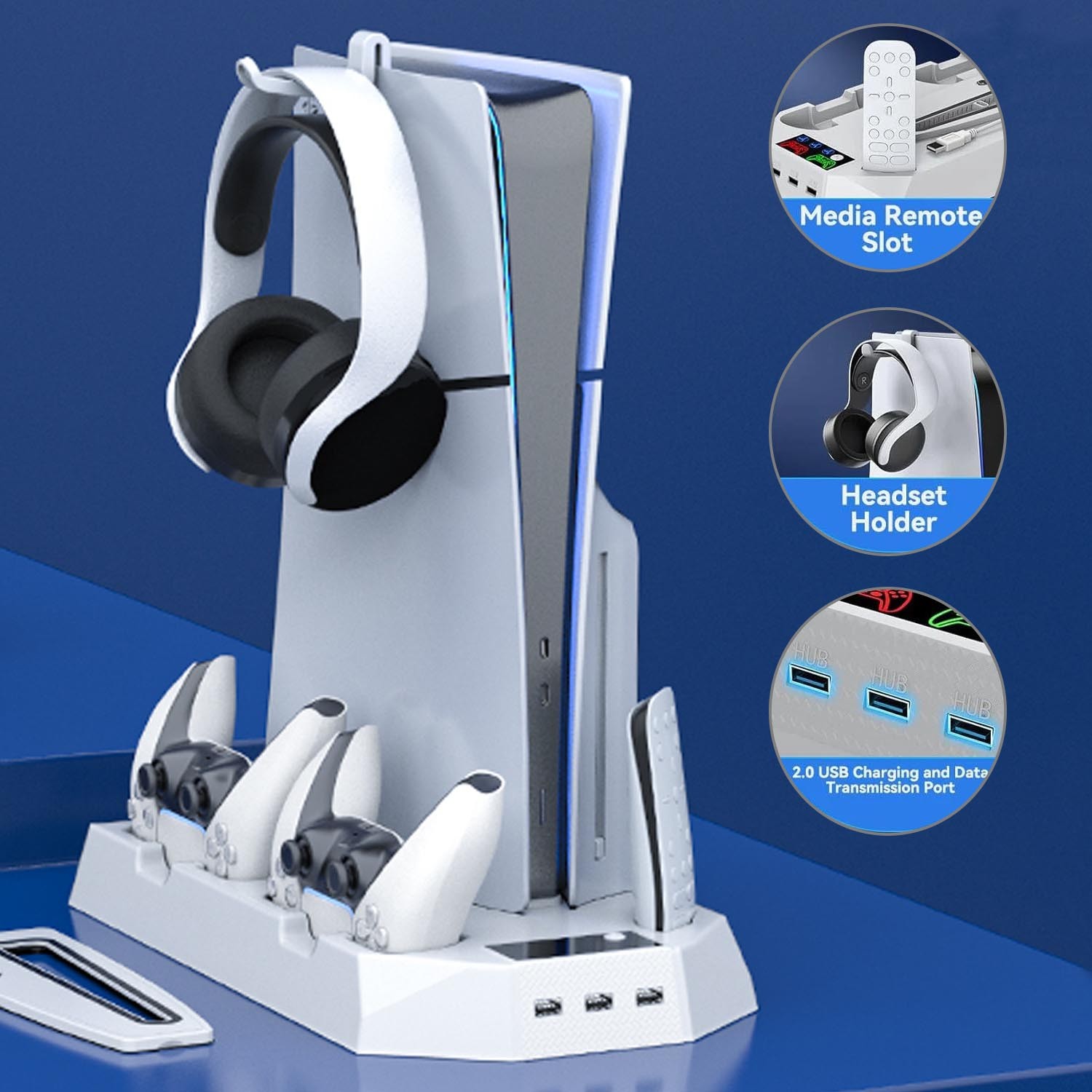 PS5 Slim Stand Cooling Fan,PS5 Controller Charging Station for Sony Playstation5