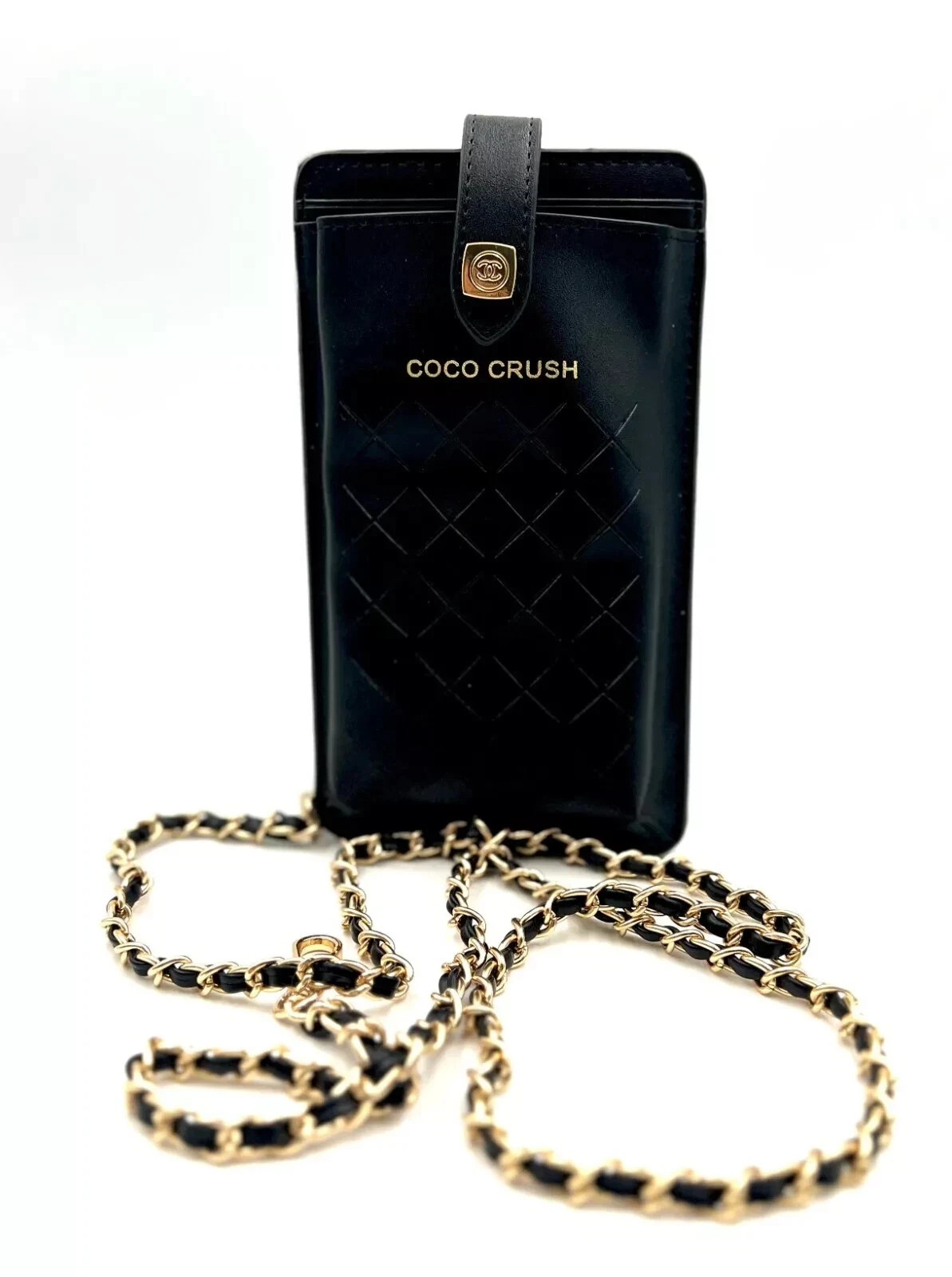 Chanel Beauty phone Makeup Coin Case Bag with Chain ~ Black