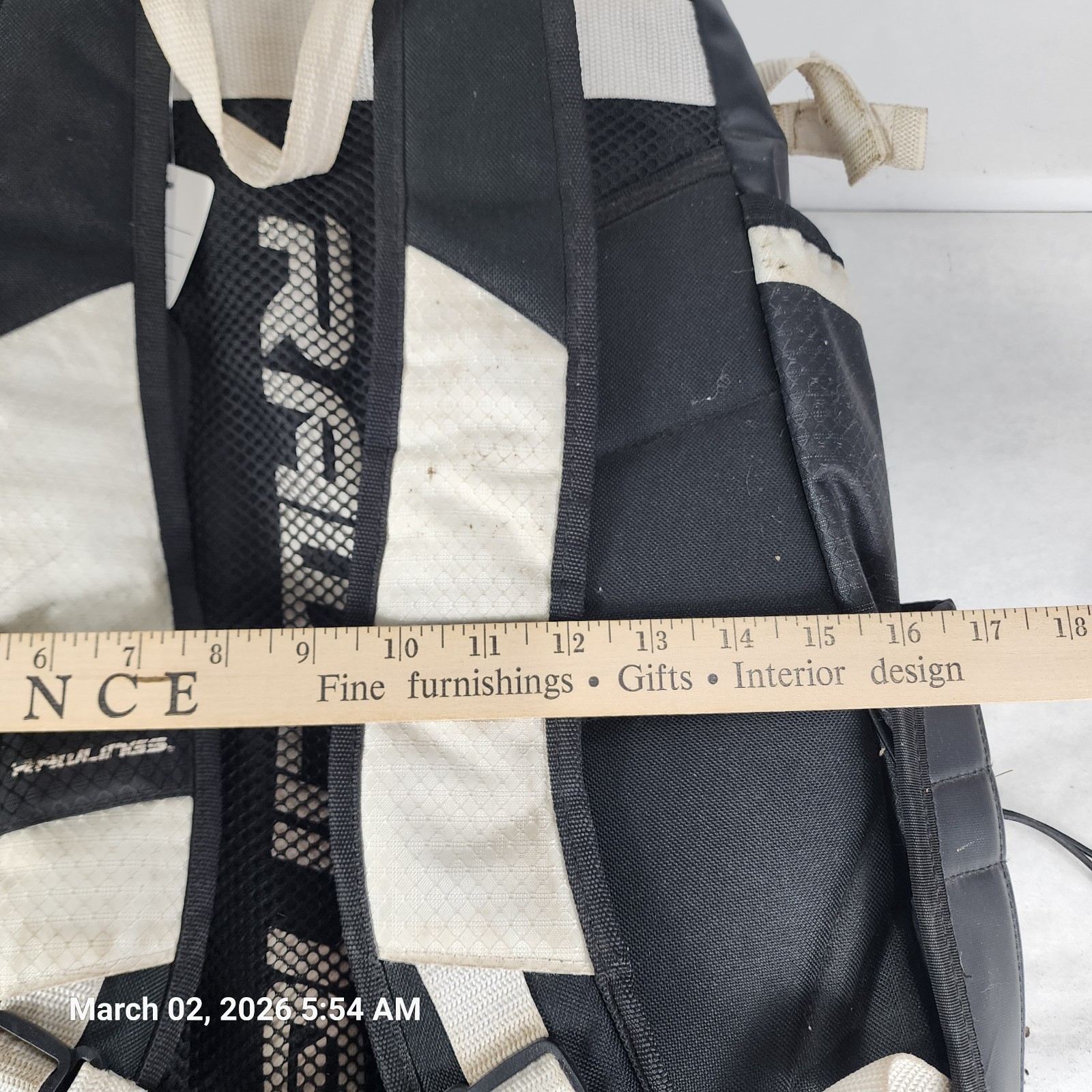 Rawlings Baseball Bag Backpack Black White Pockets Helmet Compartment Adjustable