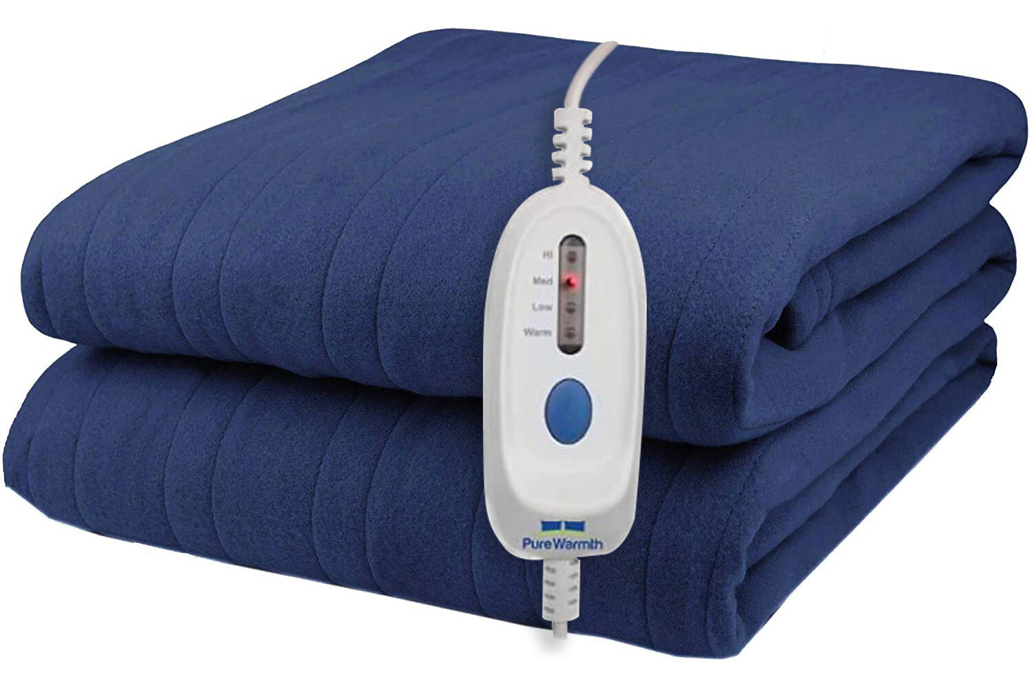 Pure Warmth Solid Flannel Electric Heated Warming Blanket