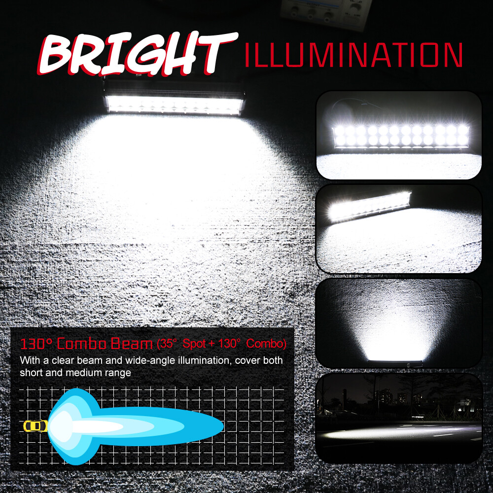 12" Inch LED Light Bar Spot Flood Combo Work Driving Off Road SUV ATV Truck UTV