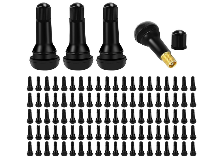 100pcs TR413 Snap-In Valve Stems – Tubeless Rubber Tire Valves for Car Truck Rim