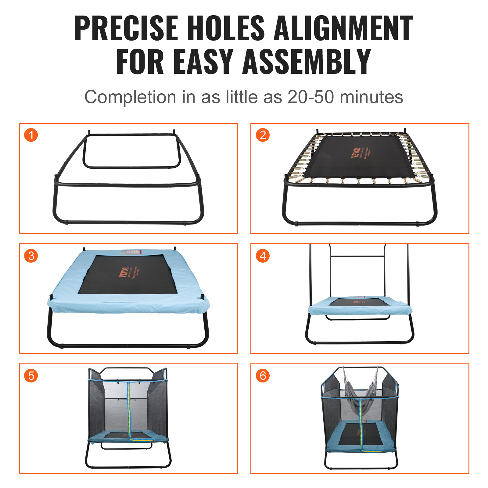 VEVOR 6FT Trampoline for Kids Toddlers with Enclosure Net Gymnastics Bar Hammock