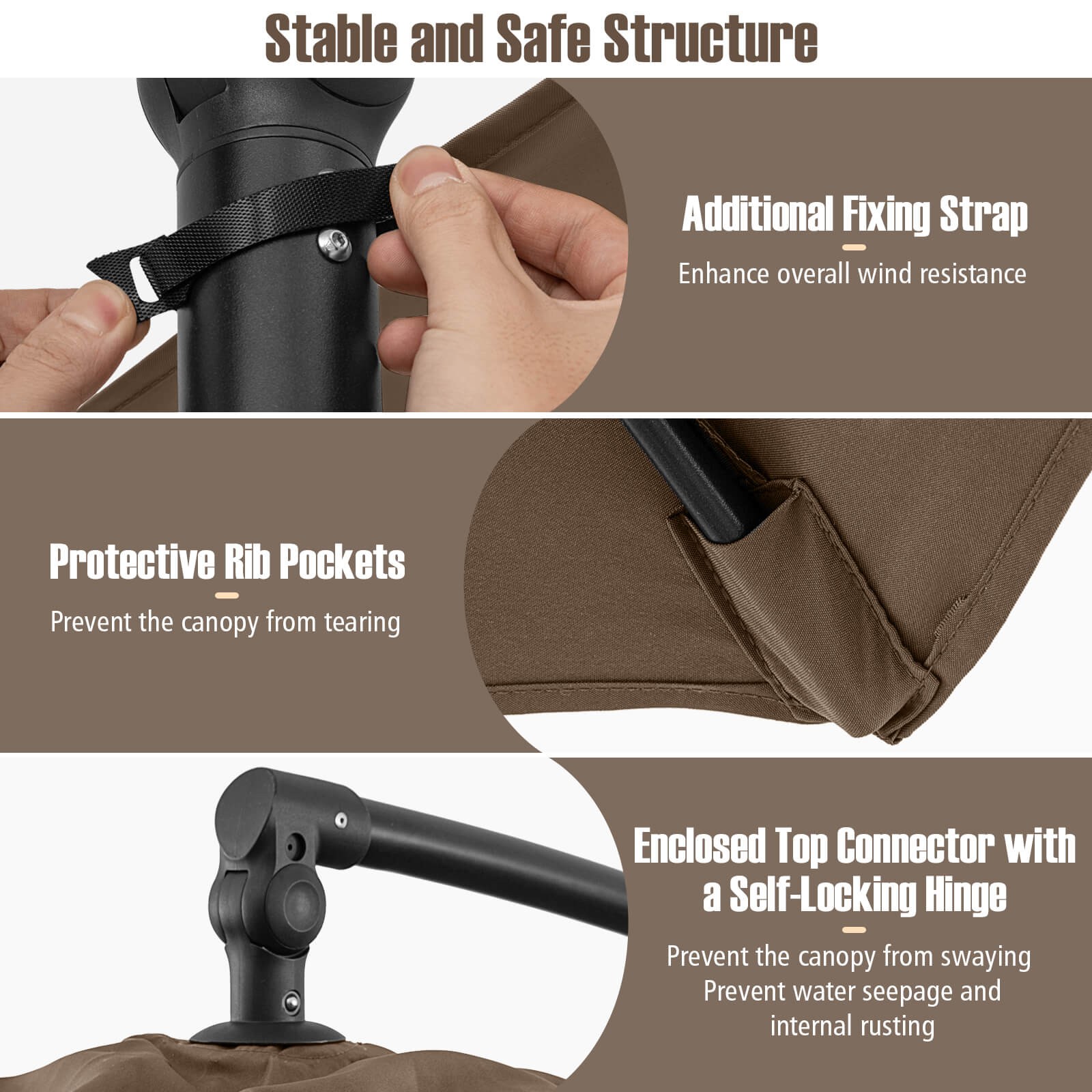 10 FT Offset Hanging Umbrella with Base Patio Cantilever Umbrella 360° Rotation