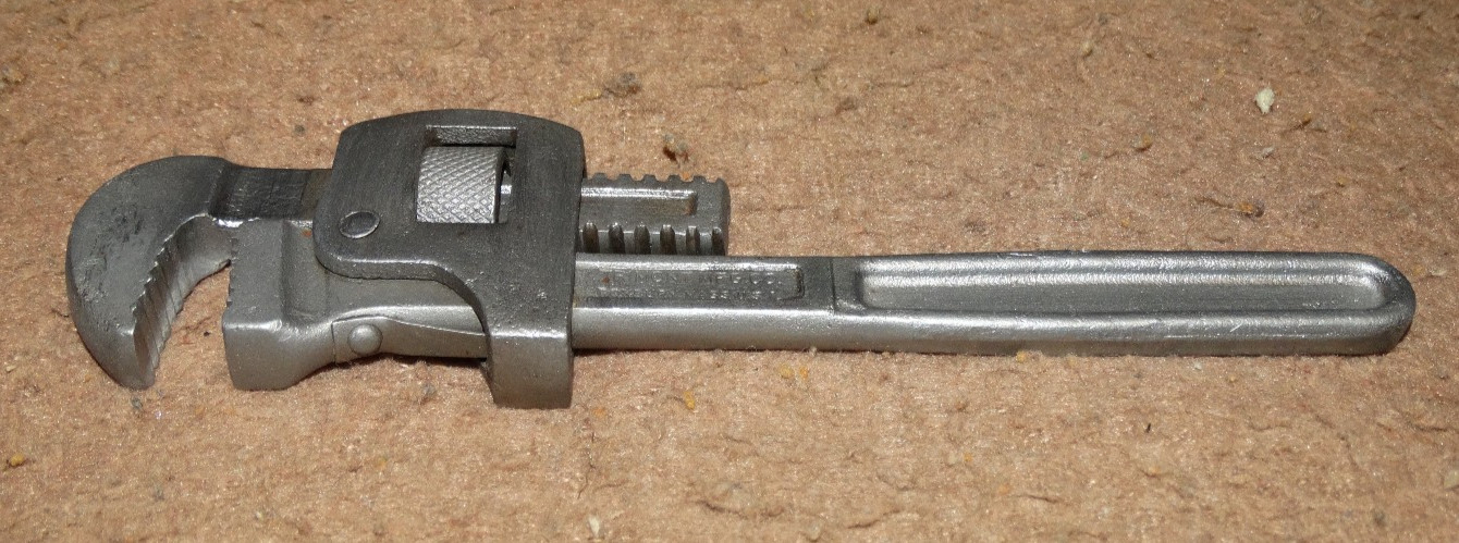 Antique 1890's TRIMONT MANUFACTURING CO. 7" Adjustable Pipe fitting wrench VGC