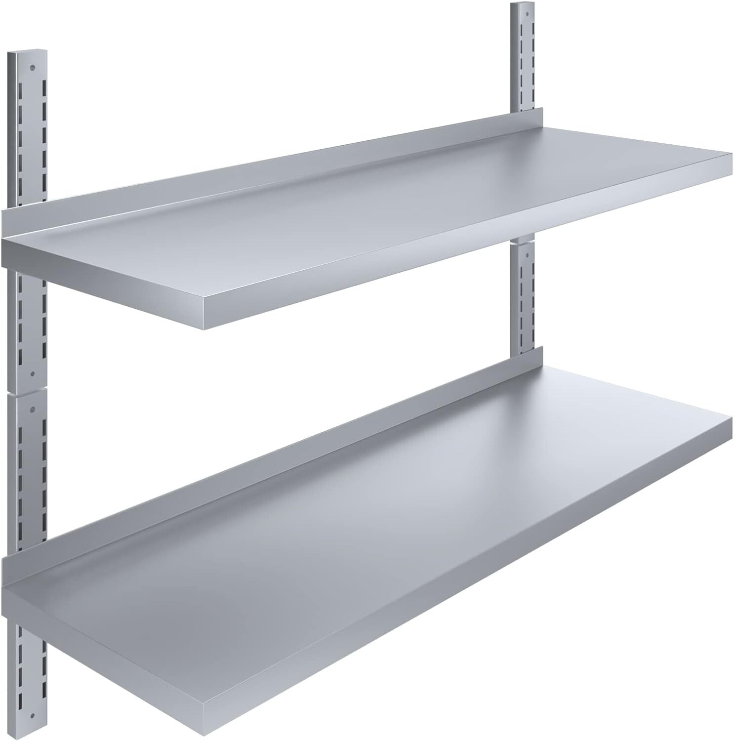 16" x 36" Two-Tier Metal Wall Mount Shelf | Stainless Steel Commercial Shelving