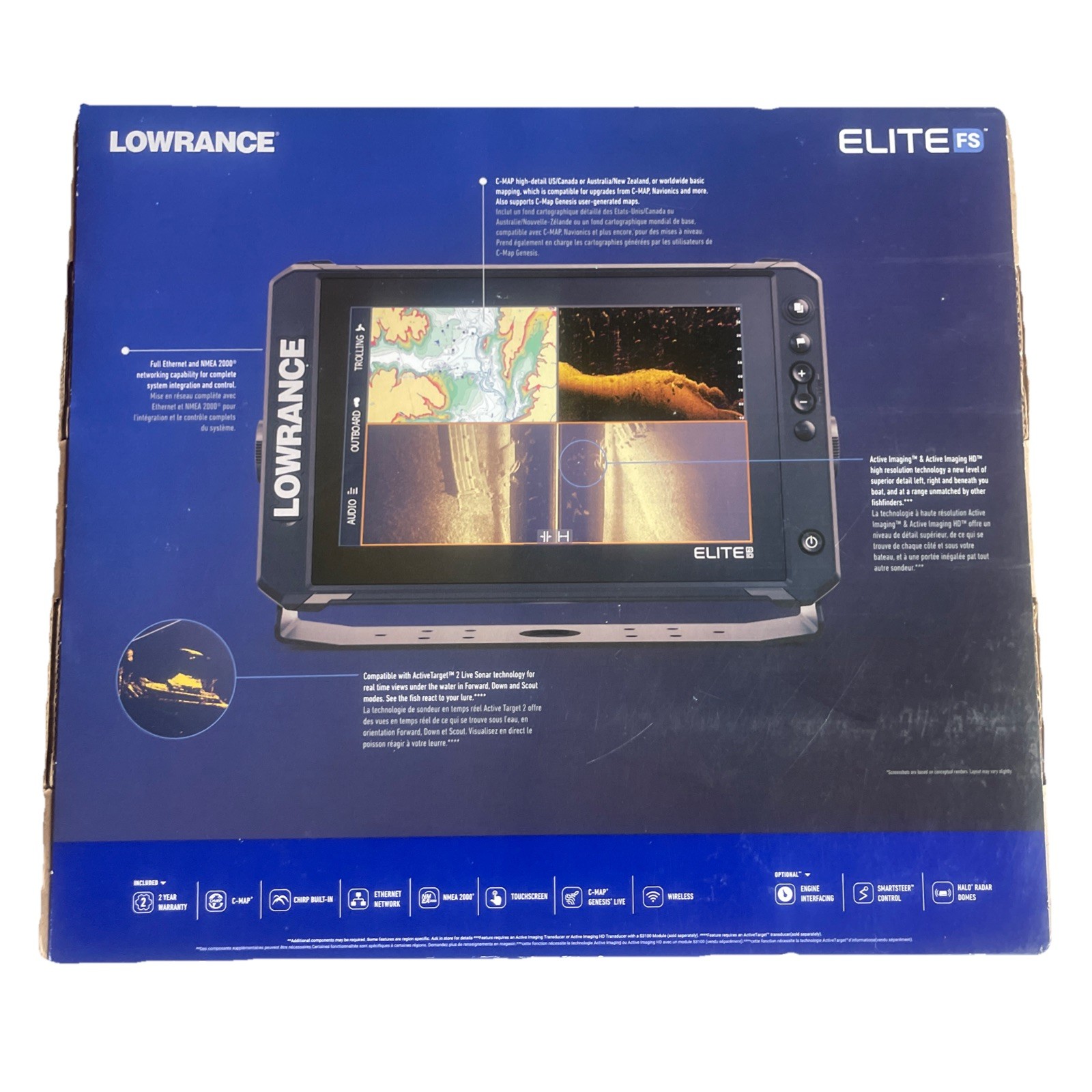 Lowrance Elite FS 10 Fishfinder Chartplotter Active Imaging 3 in 1 Transducer