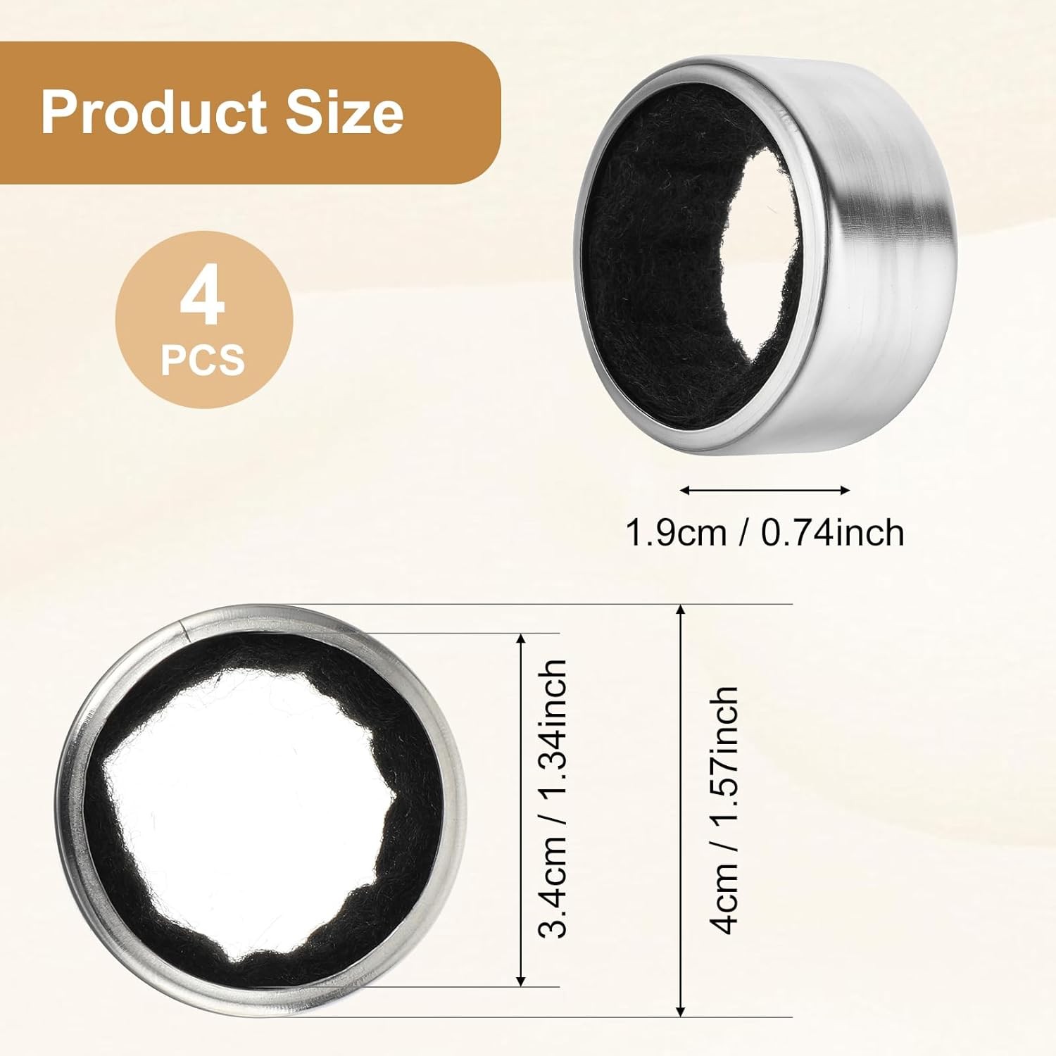 4 Pack Wine Bottle Drip Rings Stainless Steel with Felt Liners Reusable Stopper