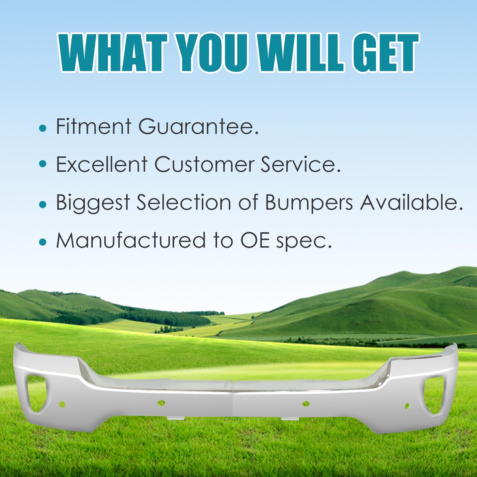 Chrome Steel Front Bumper For 2016-2018 Chevy Silverado 1500 w/Senser Holes