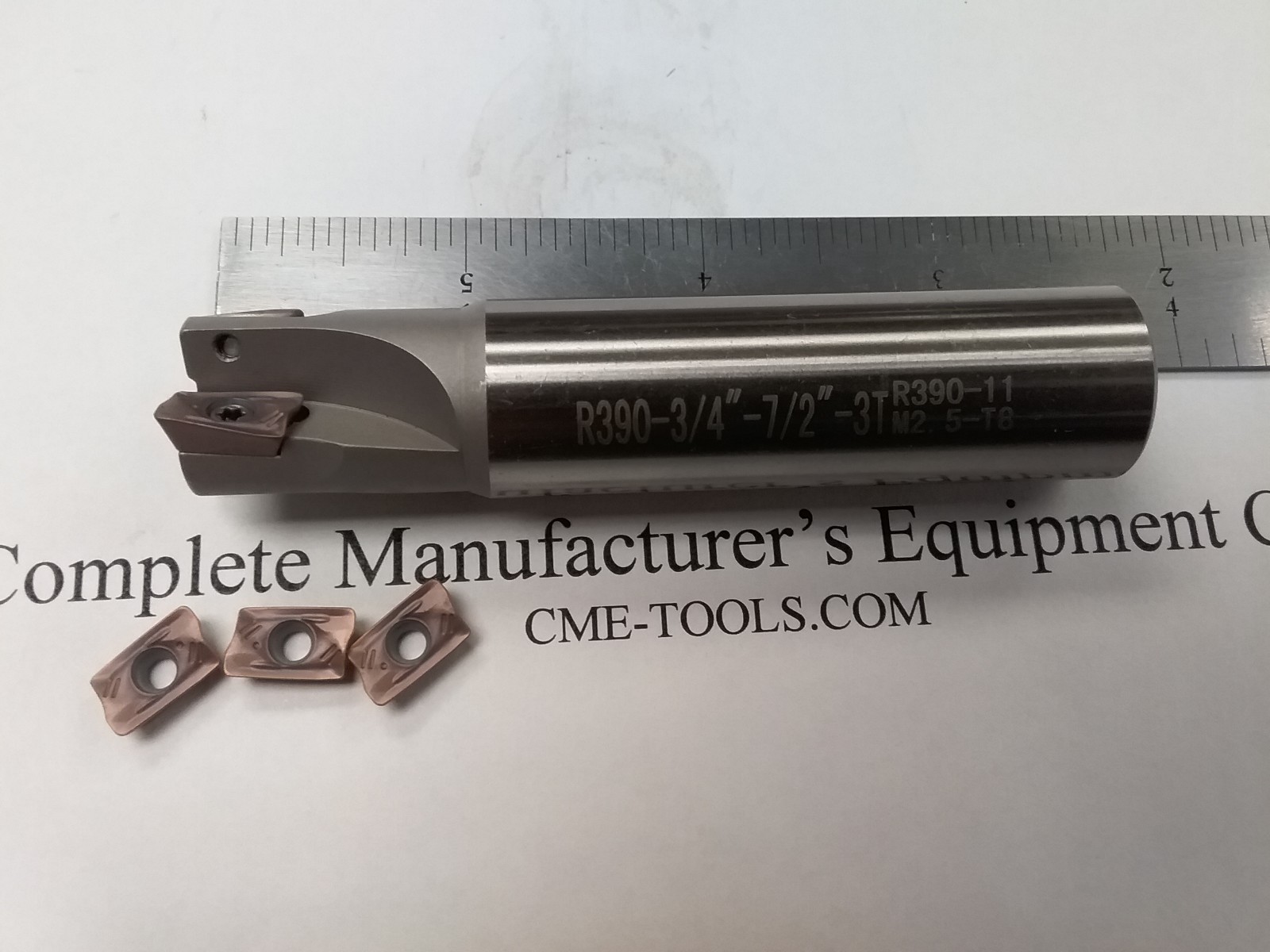 3pcs 90 degree indexable end mill 3/4"x3-1/2" 3 inserts Sandvik R390 #506-SDVK