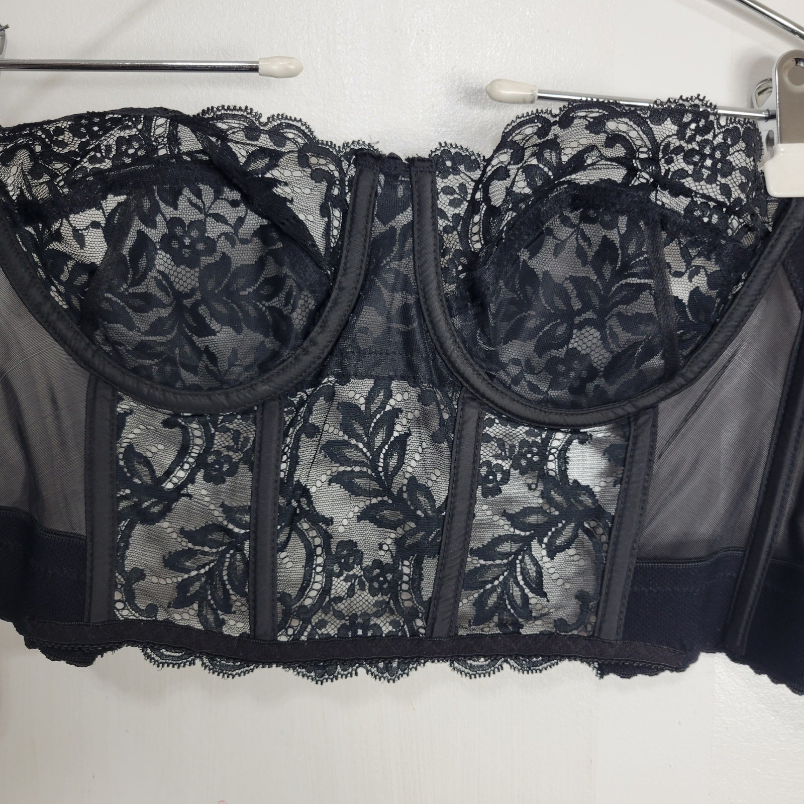 VTG Smoothie Fleur de Lace Strapless Bustier Corset Top Women 36C Black Festival