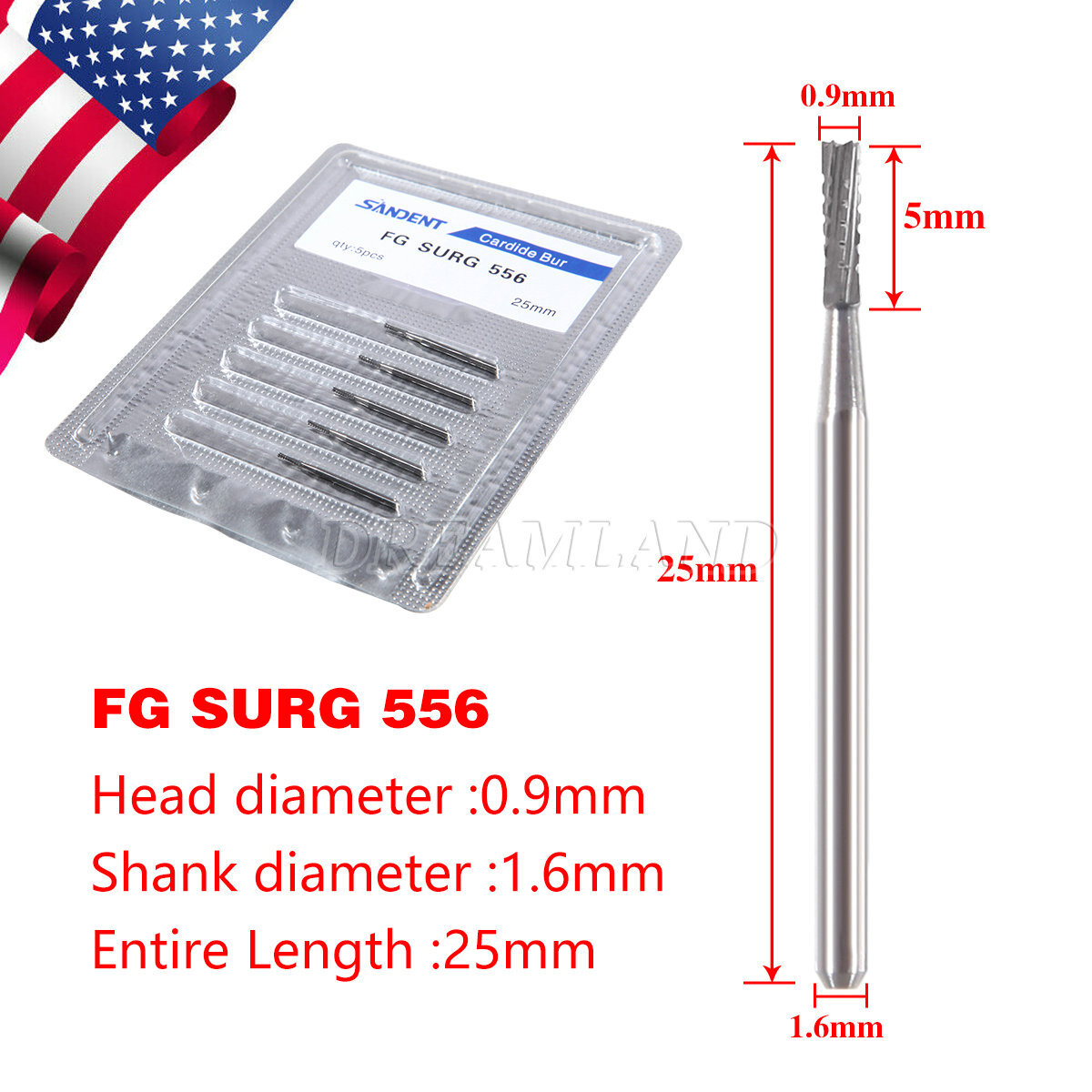 Dental Surgical Bur Long 557L 558 556 Carbide Burr 25mm High Speed