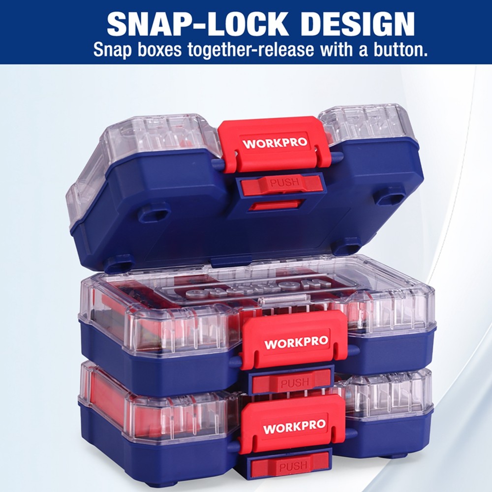 WORKPRO Small Parts Organizer 3 Pieces Portable Stackable Hardware Storage Case