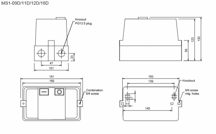 Magnetic Motor Starter, Push Button, 2-20 HP, 208-480 volts, 1 and 3 phase