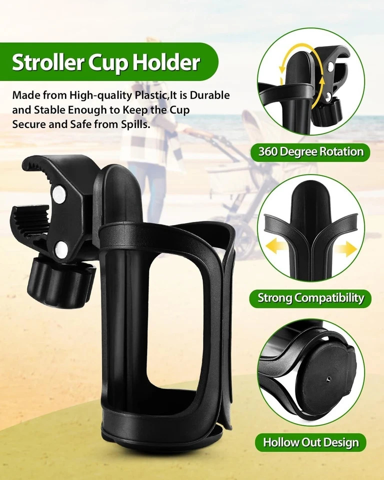Universal For Wheelchair Walker Rollator Bike Stroller 360° Beverage Cup Holder