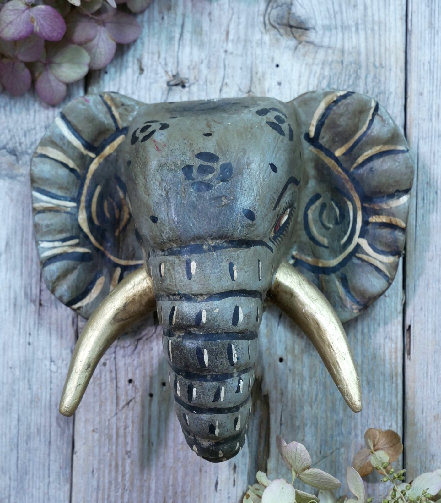 Elephant Mask Wood Handmade Nahua Guerrero Mexican Folk Art