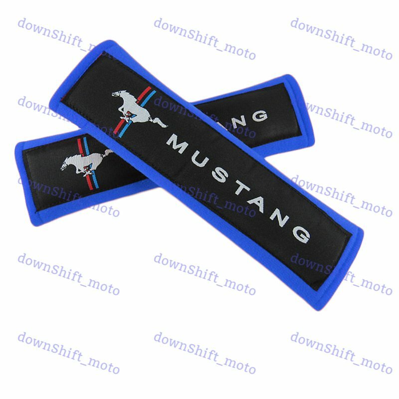 2PCS Blue Soft Car Seat Belt Shoulder Cushion Cover Pad Fit For Mustang Auto New