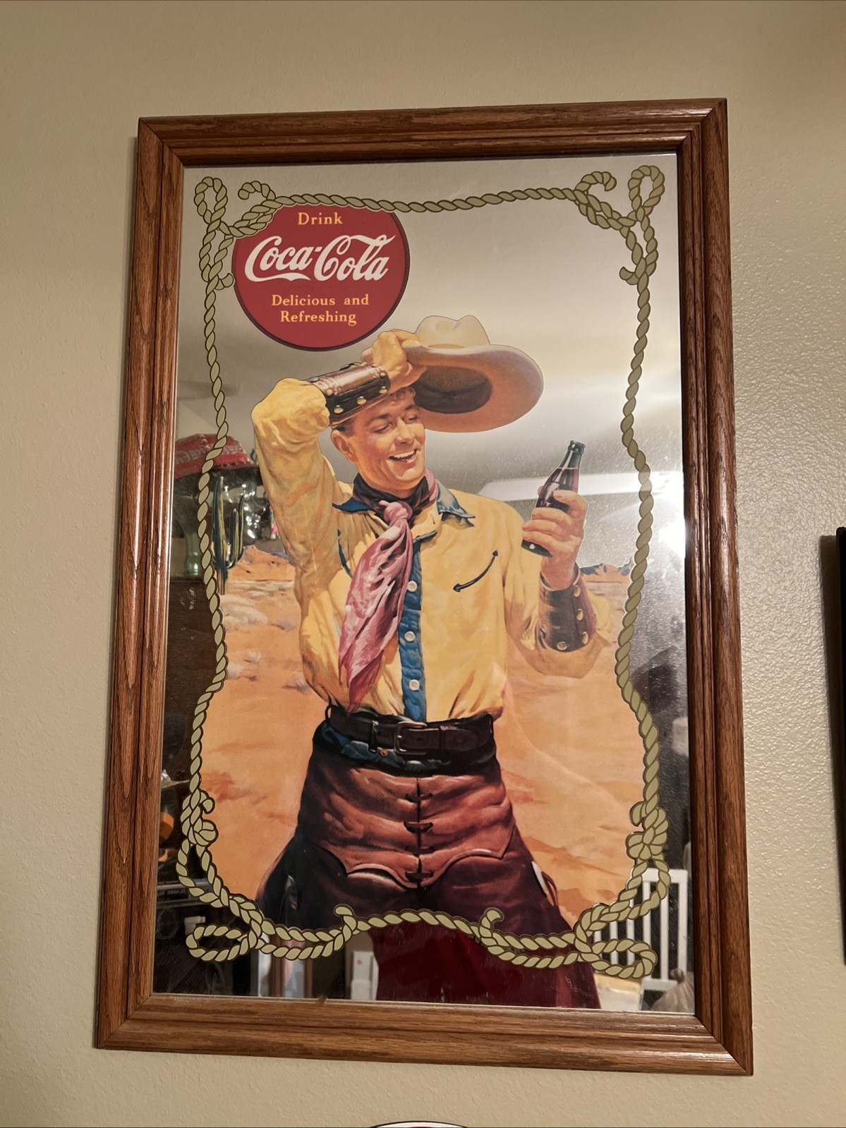 Coke Coca Mirror 1970’s Cowboy