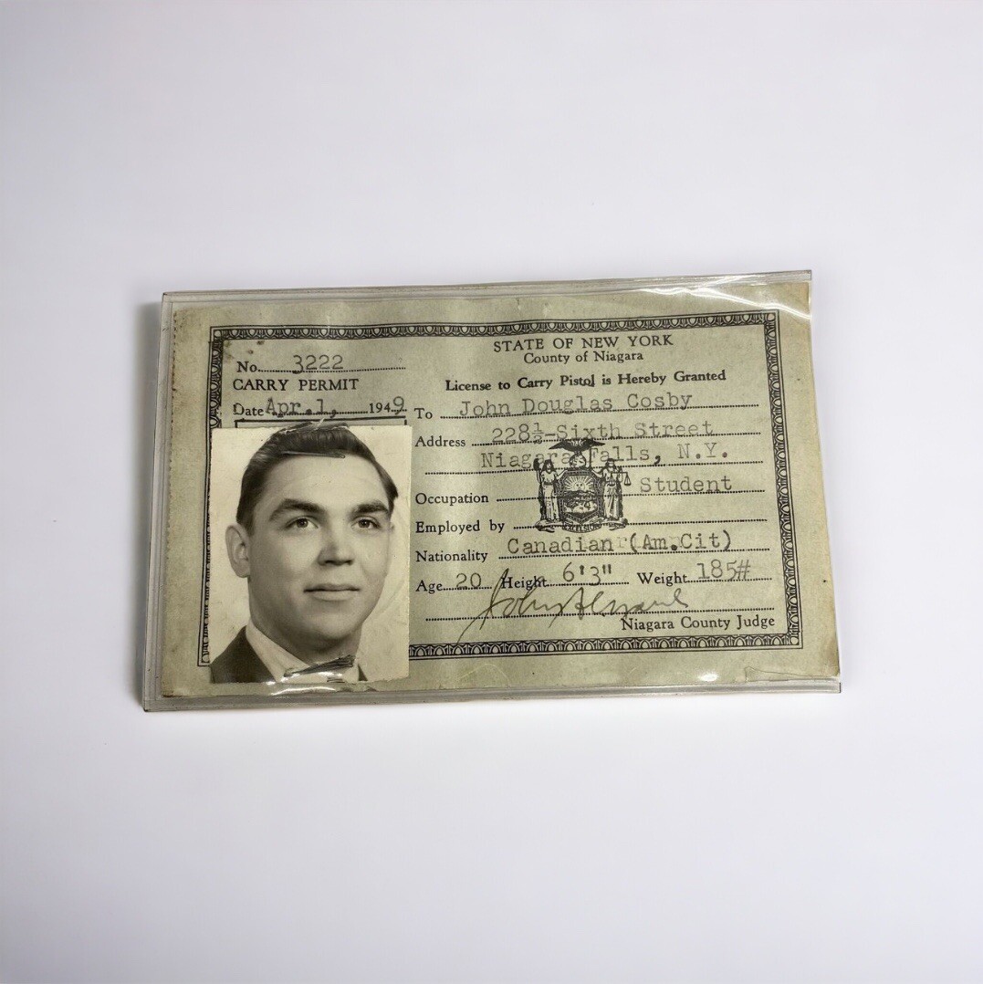 Vtg 1949 State of New York License to Carry Pistol Firearms Handgun Permit Photo