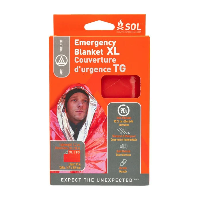SOL Heat Sheet Survival Thermal Emergency Blanket XL 2 Person Quiet and Warm!