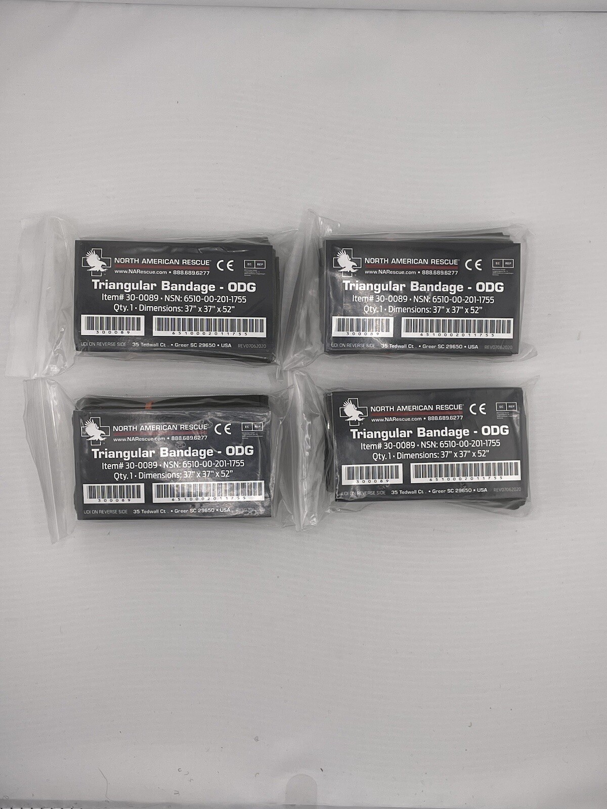 NAR USGI Military Cravat Triangular Muslin Medic Bandage 30-0089   4 Packages