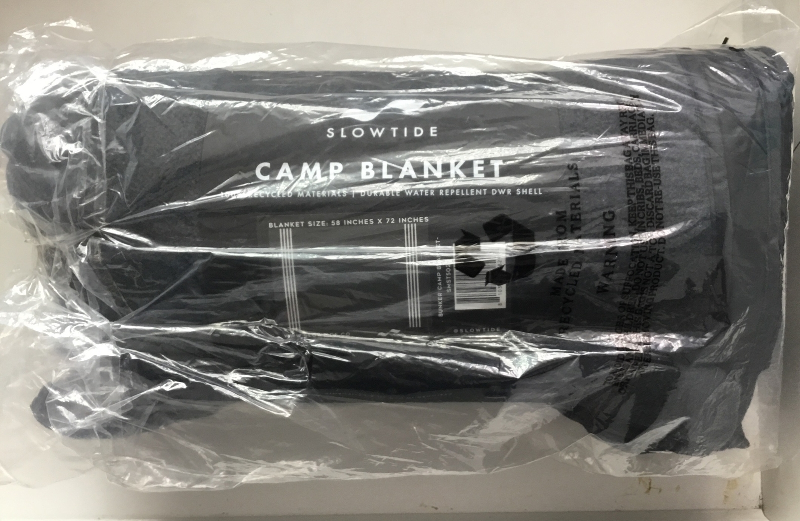 NEW Slowtide Bunker Black & White Striped Waterproof Camp Blanket 58"x72" Picnic
