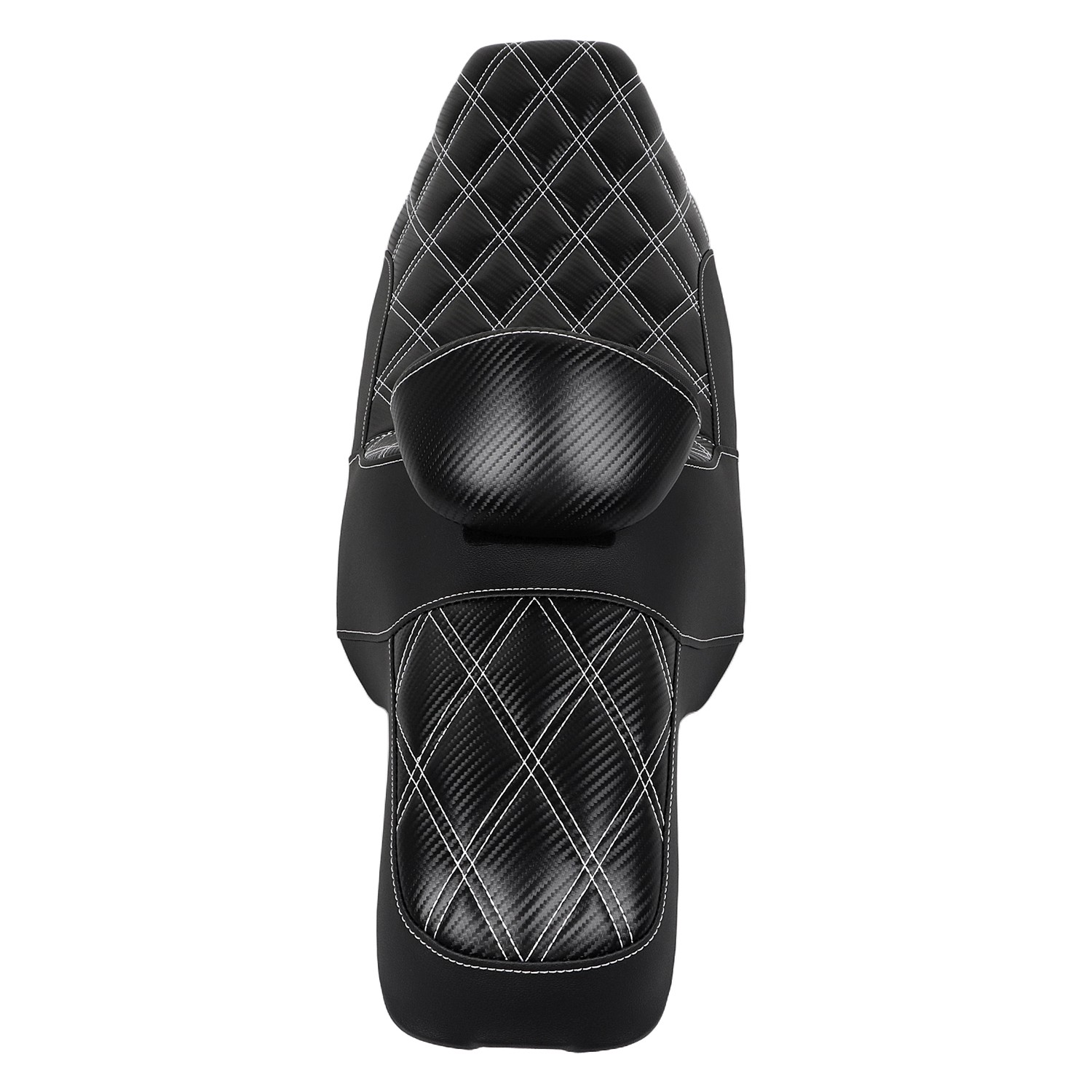 White Diamond Driver Passenger 2-Up Seat w/ Backrest For Harley Road King 97-07