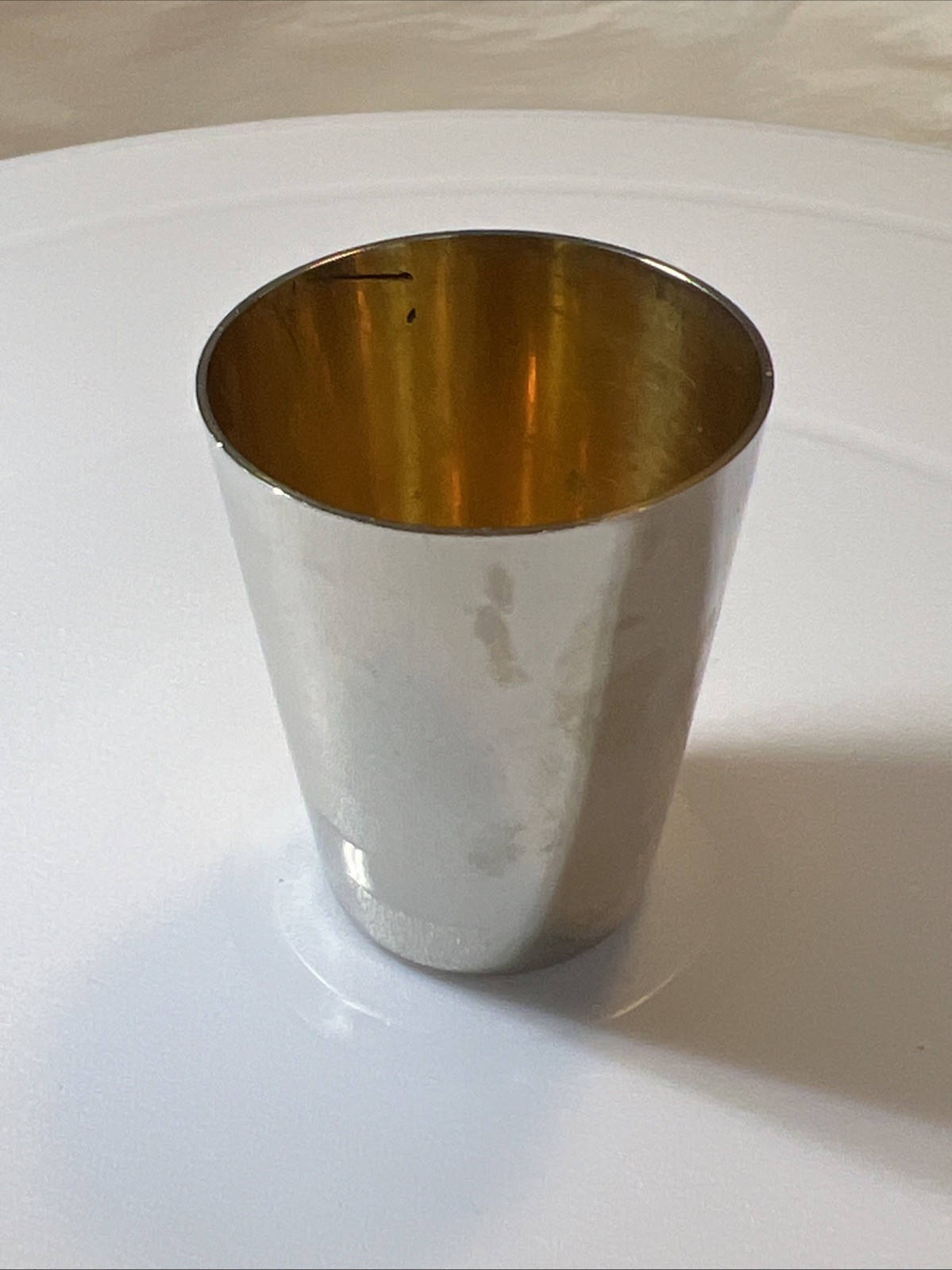 Antique Silver German Shot Glass Gold Washing Vermeil Stamp Made In Germany “B”