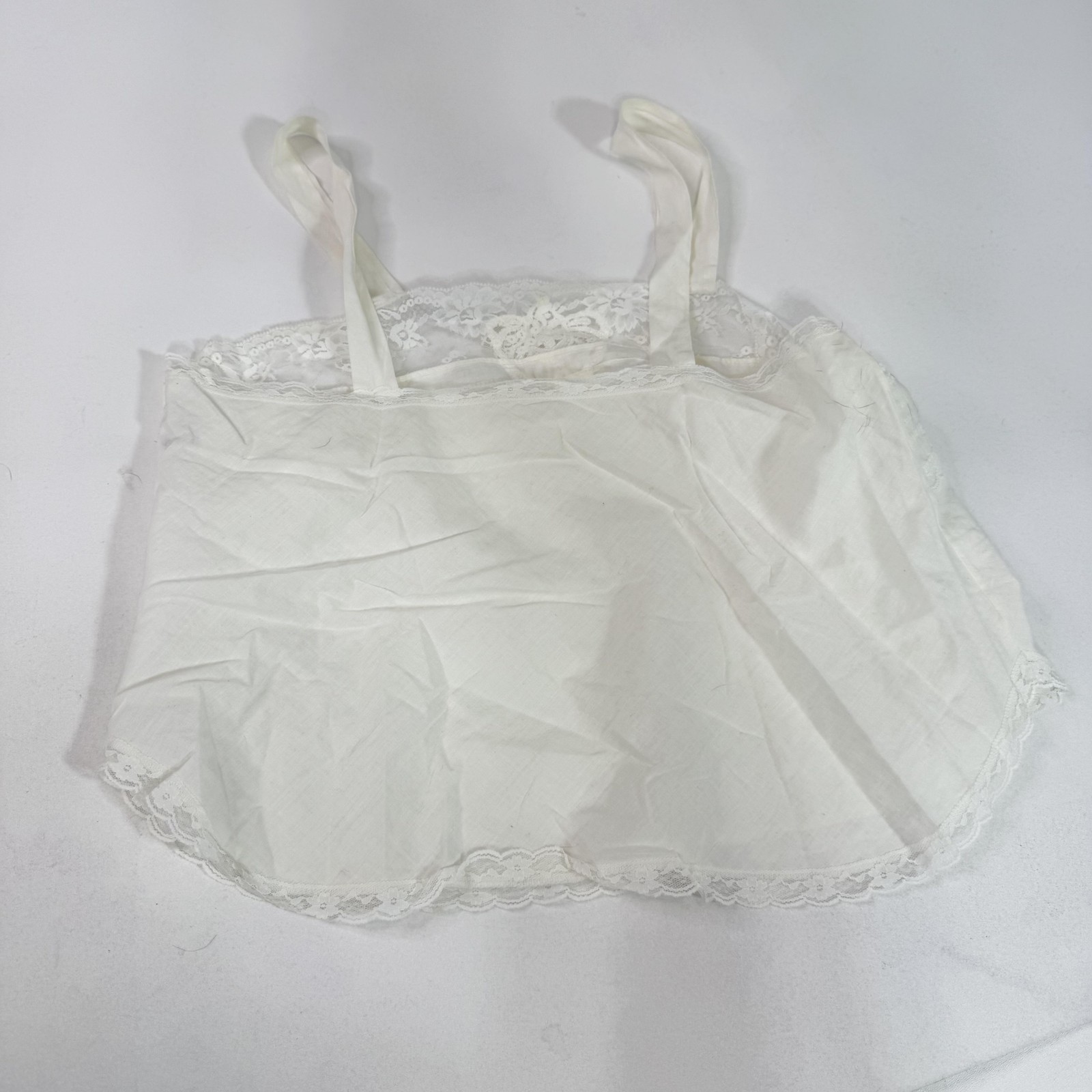 Vintage Lucie Ann II Camisole Womens Large White Lace Trim Tank Made In USA