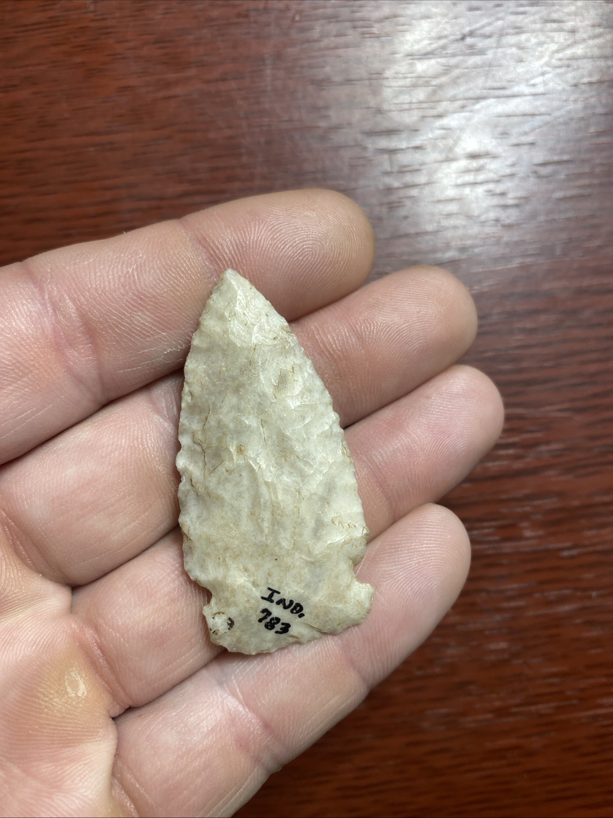 MLC s8269 Translucent 2” Archaic Micronotch Arrowhead Indiana Stone Artifact
