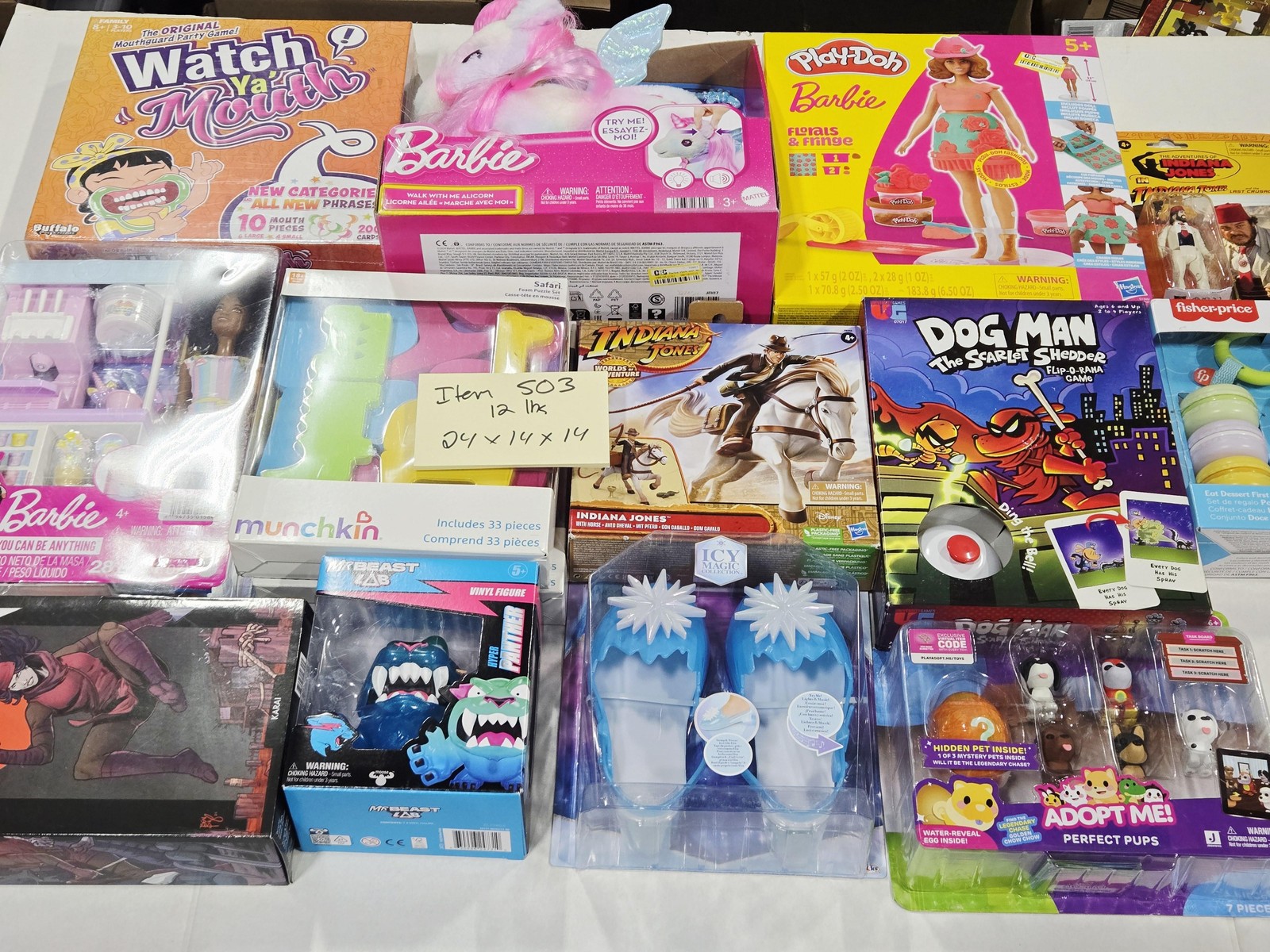 Large Mixed Kids Toy Lot Barbie Dog Man Indiana Jones MrBeast Toys Games New