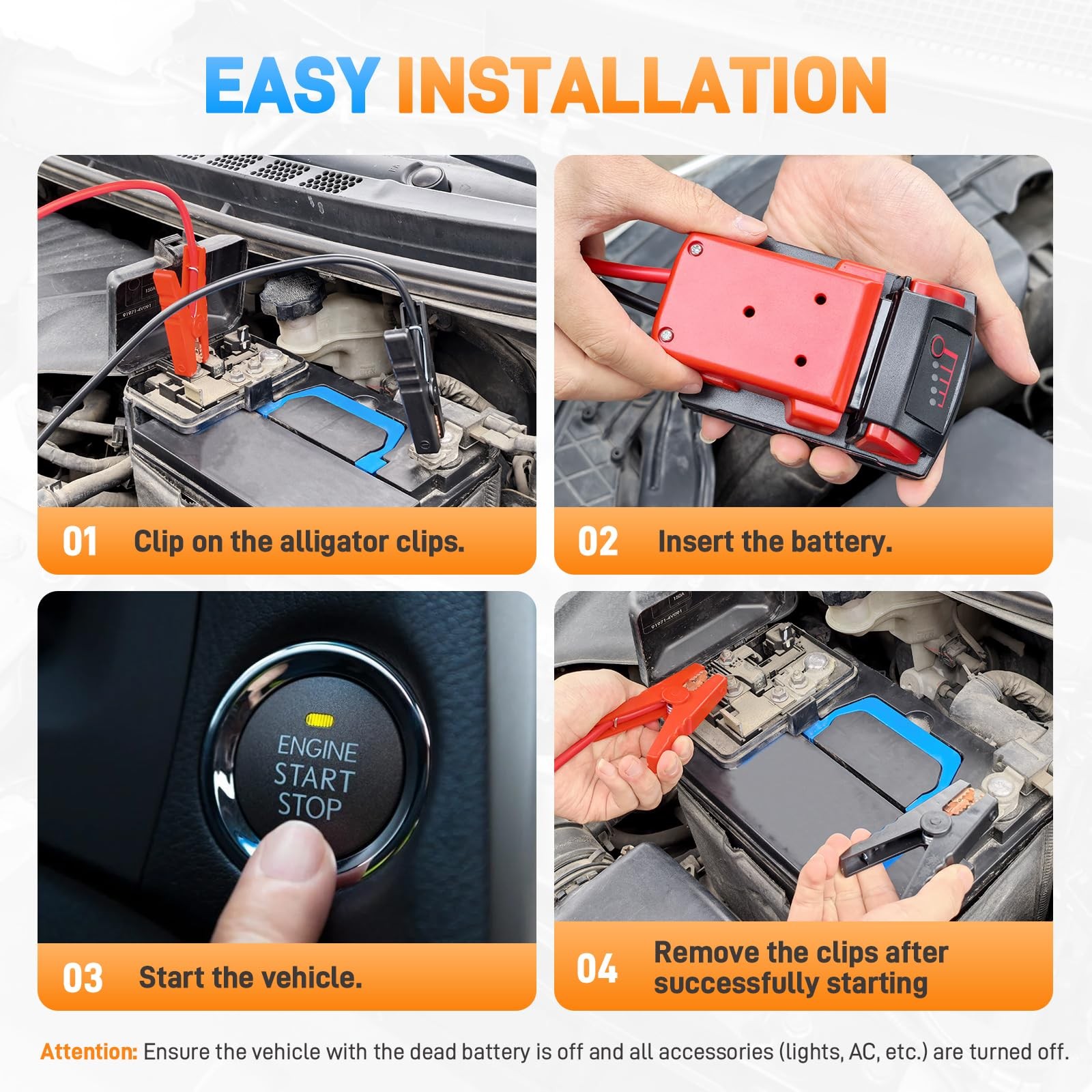 For Milwaukee M18 Power Battery Jumper Starter Jump Kit 8 AWG Auto Booster Cable