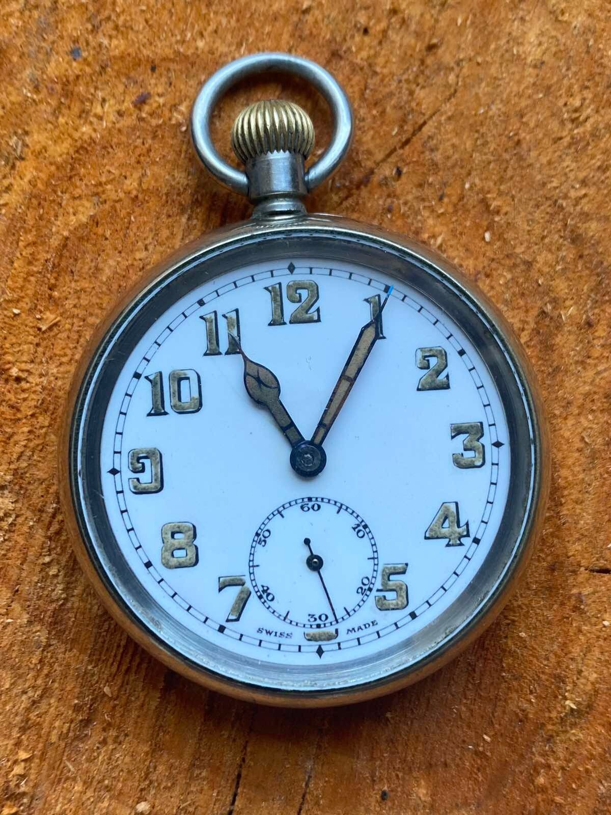 Antique Pocket Watch Mechanical Swiss Ottoman Military Chain Open Face Rare 19th