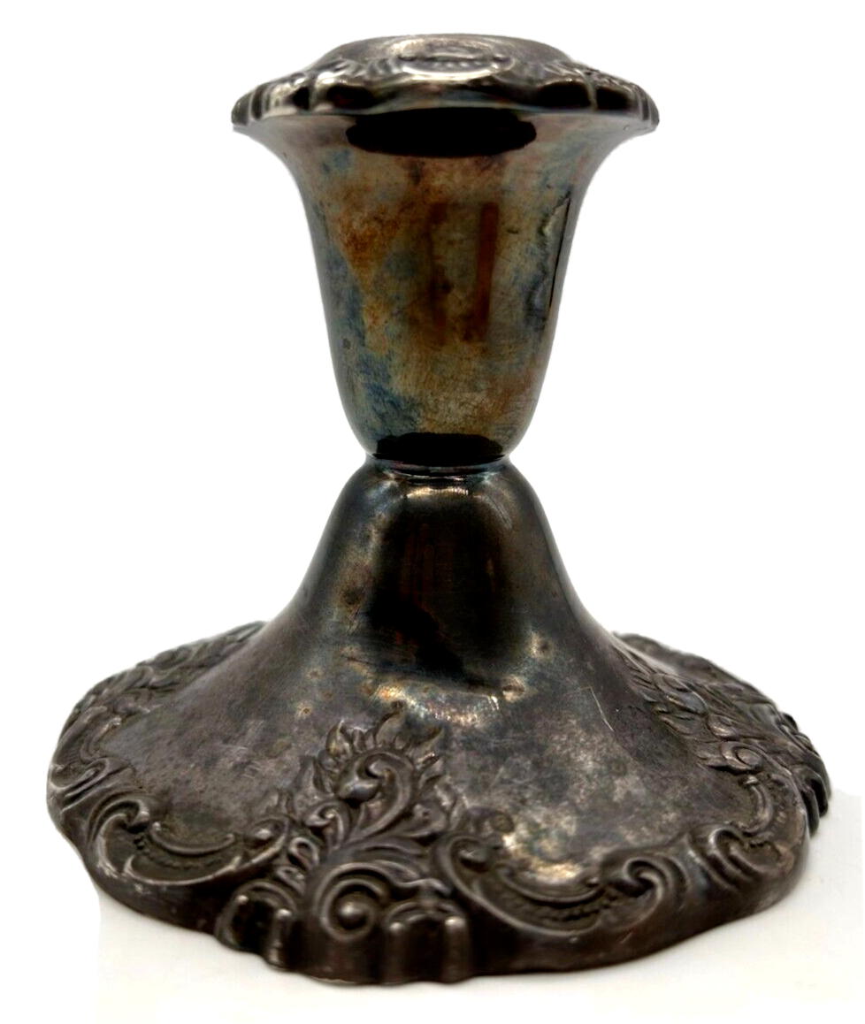 Wallace Baroque Pair of Silver Weighted Candlesticks 750