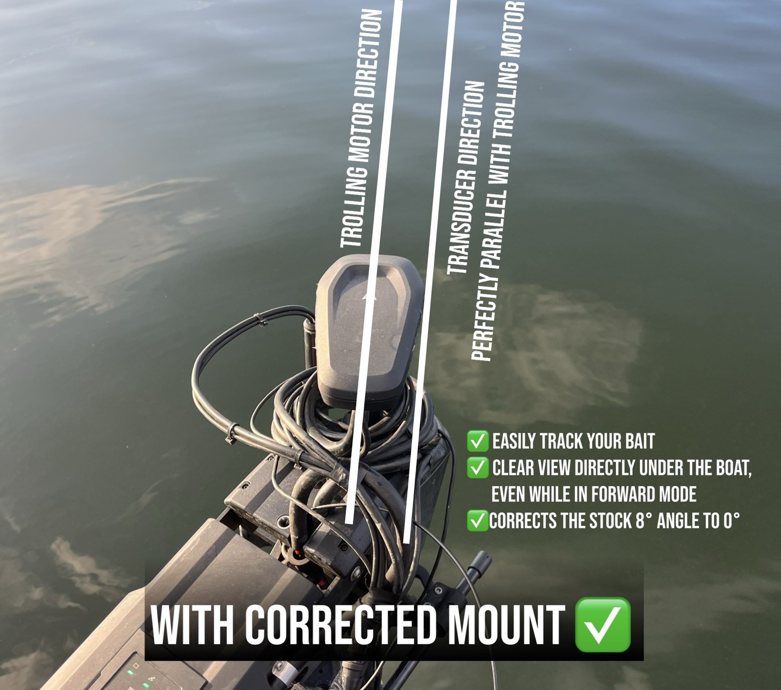 LVS-32 0° Mount Extension For Garmin Livescope -Fits Stock 8° Mount- LVS32 only