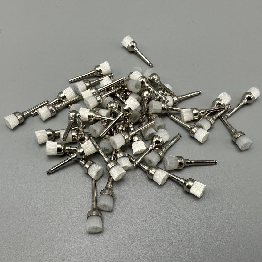 100Pcs/Pack Dental White Nylon Bowl Polishing Polisher Prophy Brushes Flat