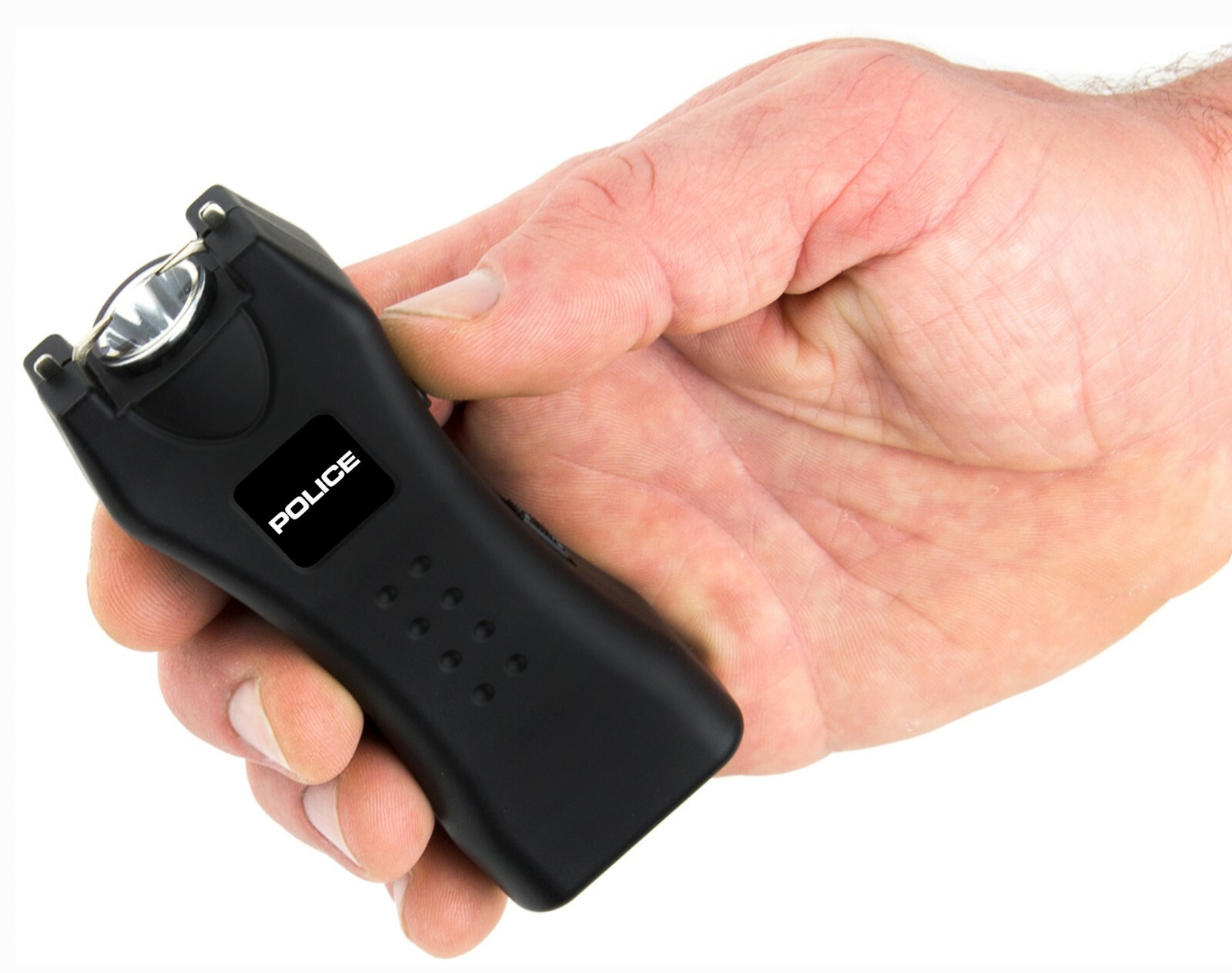 POLICE Stun Gun 618 Max Volt Rechargeable LED Flashlight for Self Defense Black