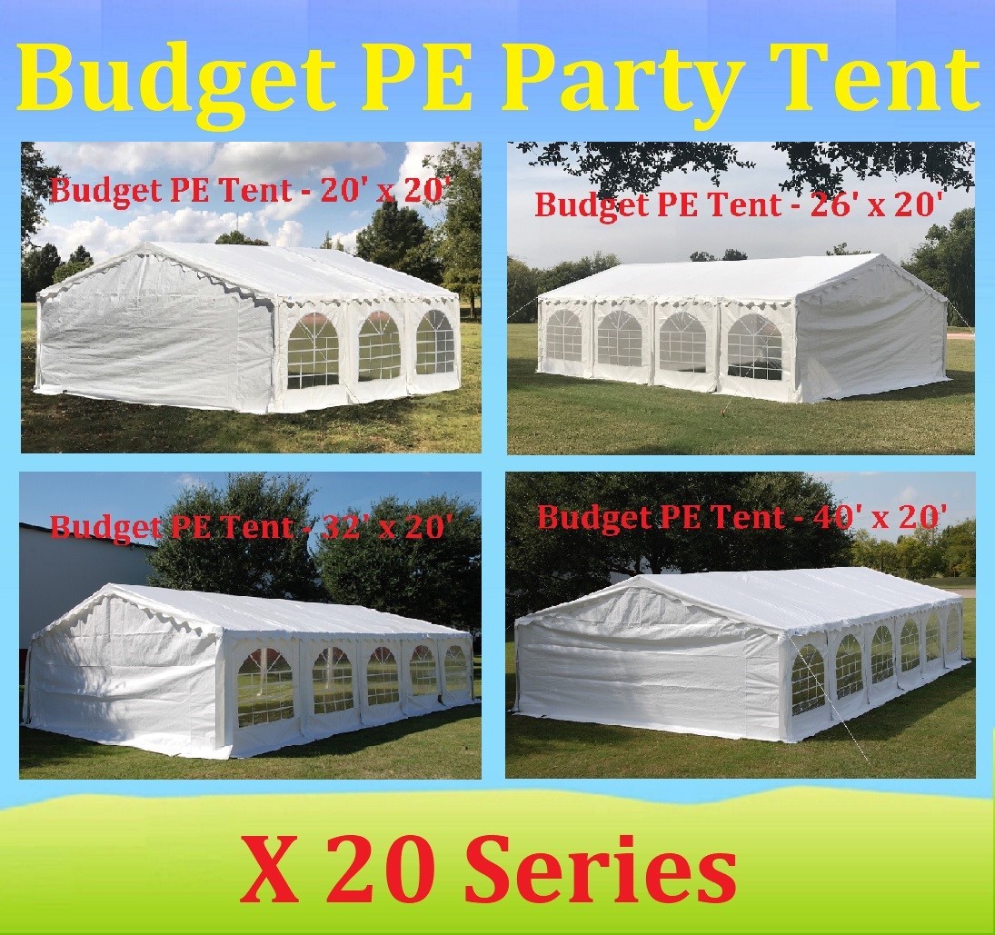 20'x20',26'x20',32'x20',40'x20' Budget PE Party Tent Canopy,Bags Sold Separately