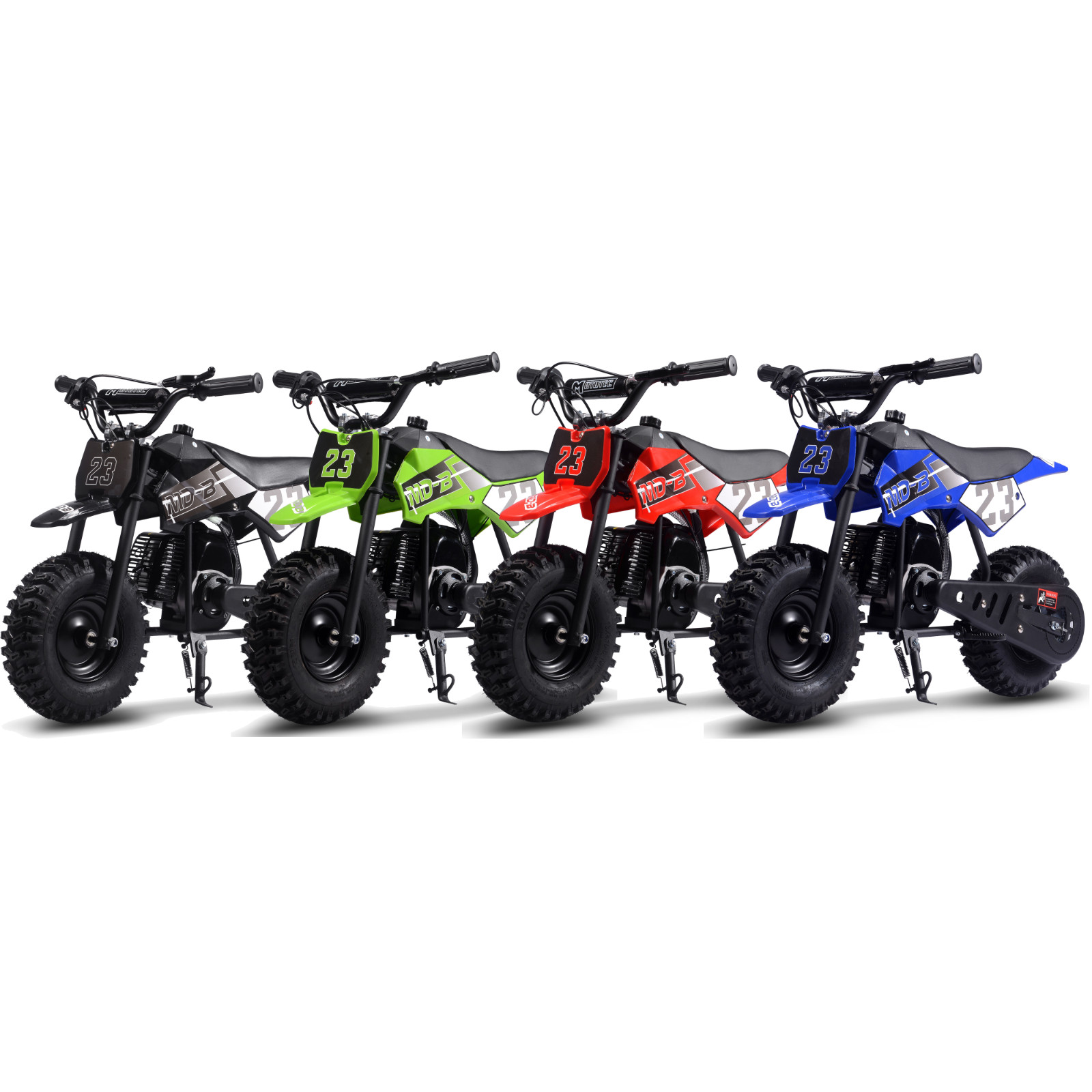 MotoTec DB02 50cc Kids Dirt Bike 2-Stroke Mini Off Road Motorcycle Black Red Blu