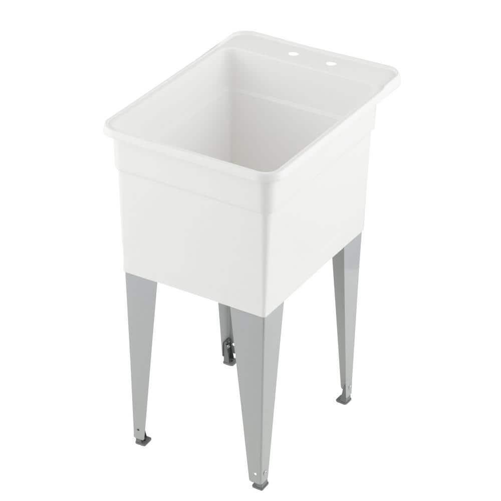 MUSTEE Laundry Tub Plastic Single White Basin Utility Sink Bowl 18 in. x 24 in.