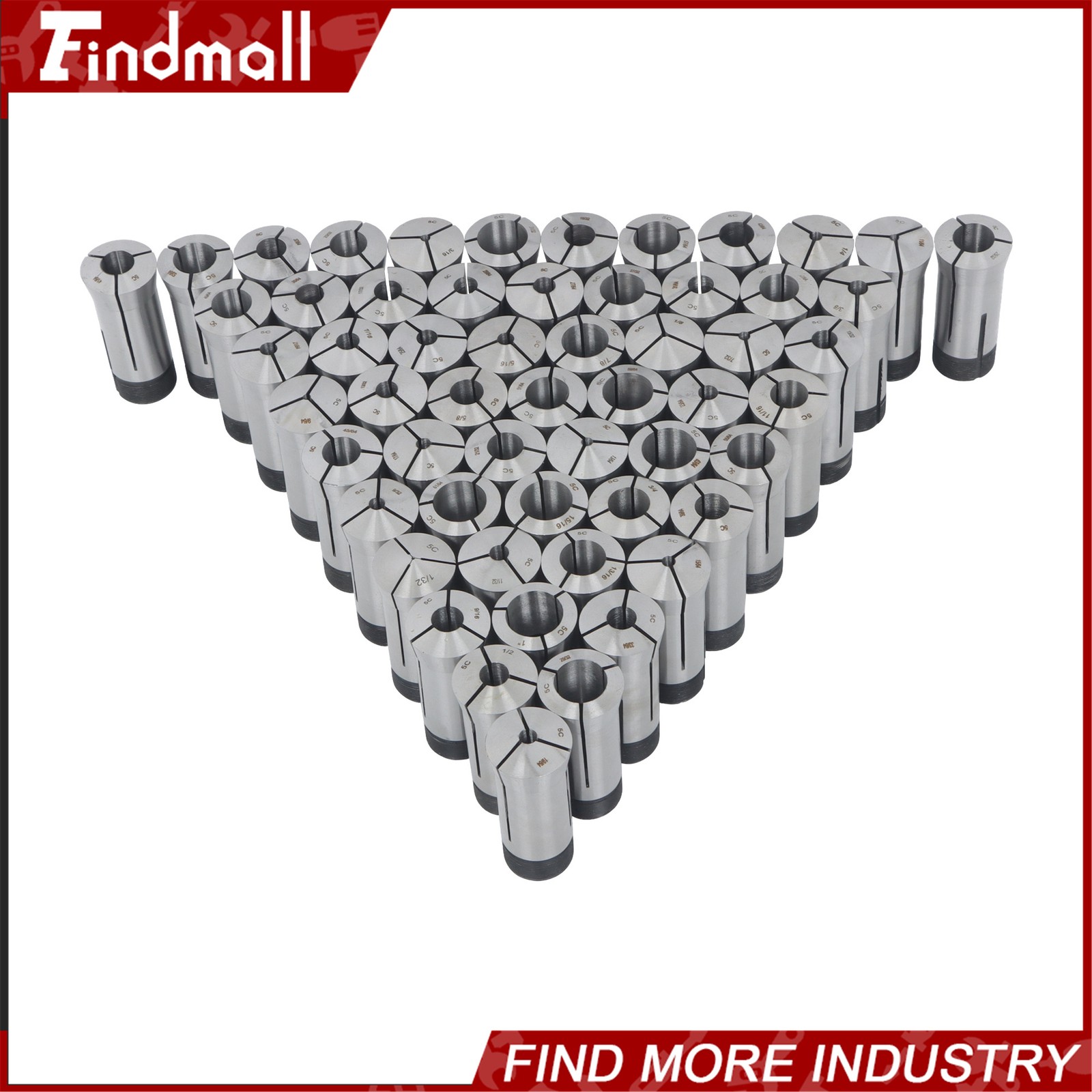 Findmall 57 Pack 5C Collet Set Fractional 1/8" to 1" High Precision Lathe