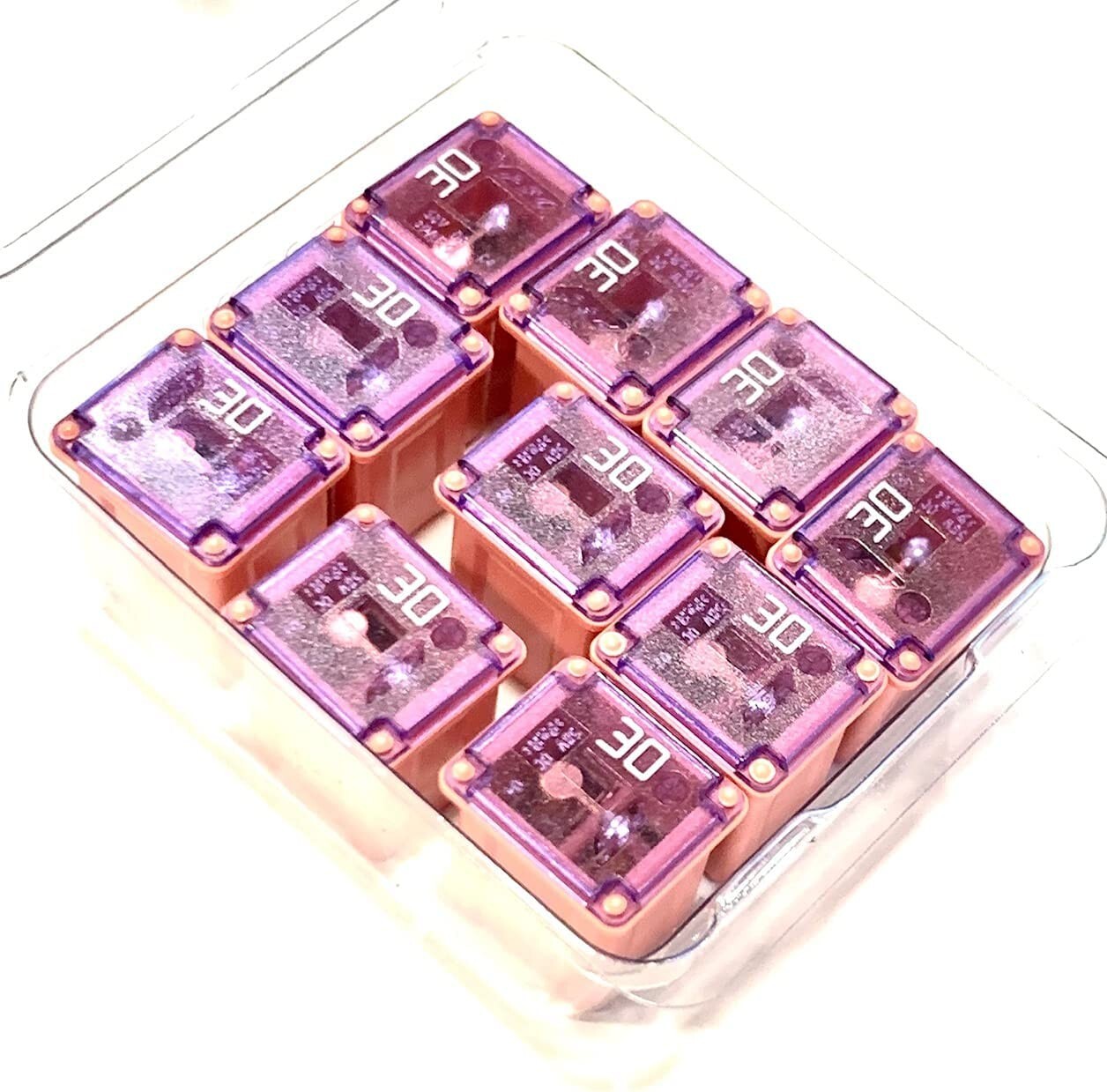 10 Pack!! 30 AMP Pink Automotive Low Profile Mini J Case Fuse Compatible for all