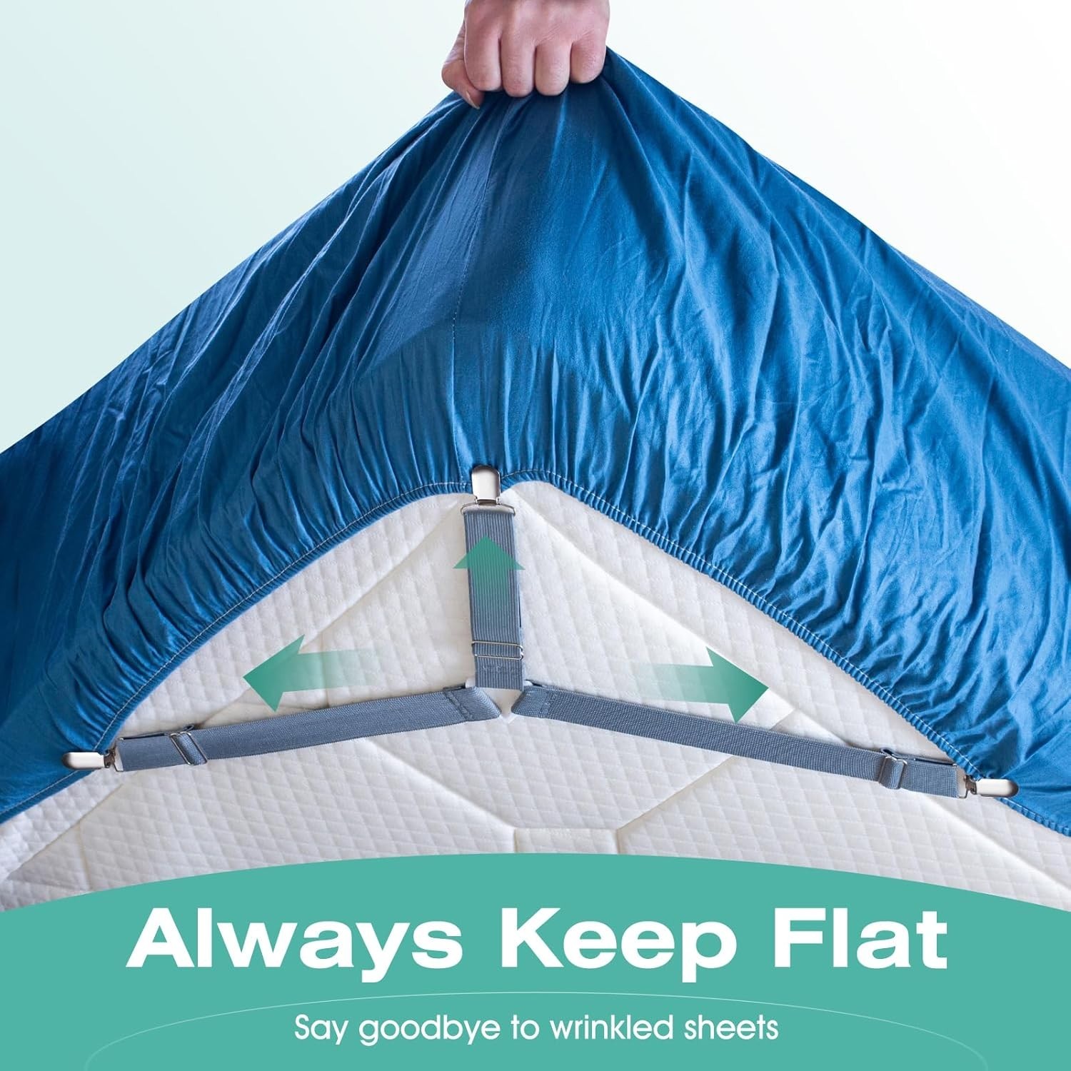 Stay Tidy with 4 Pcs Bed Sheet Straps - Easy Install Fitted Clip System