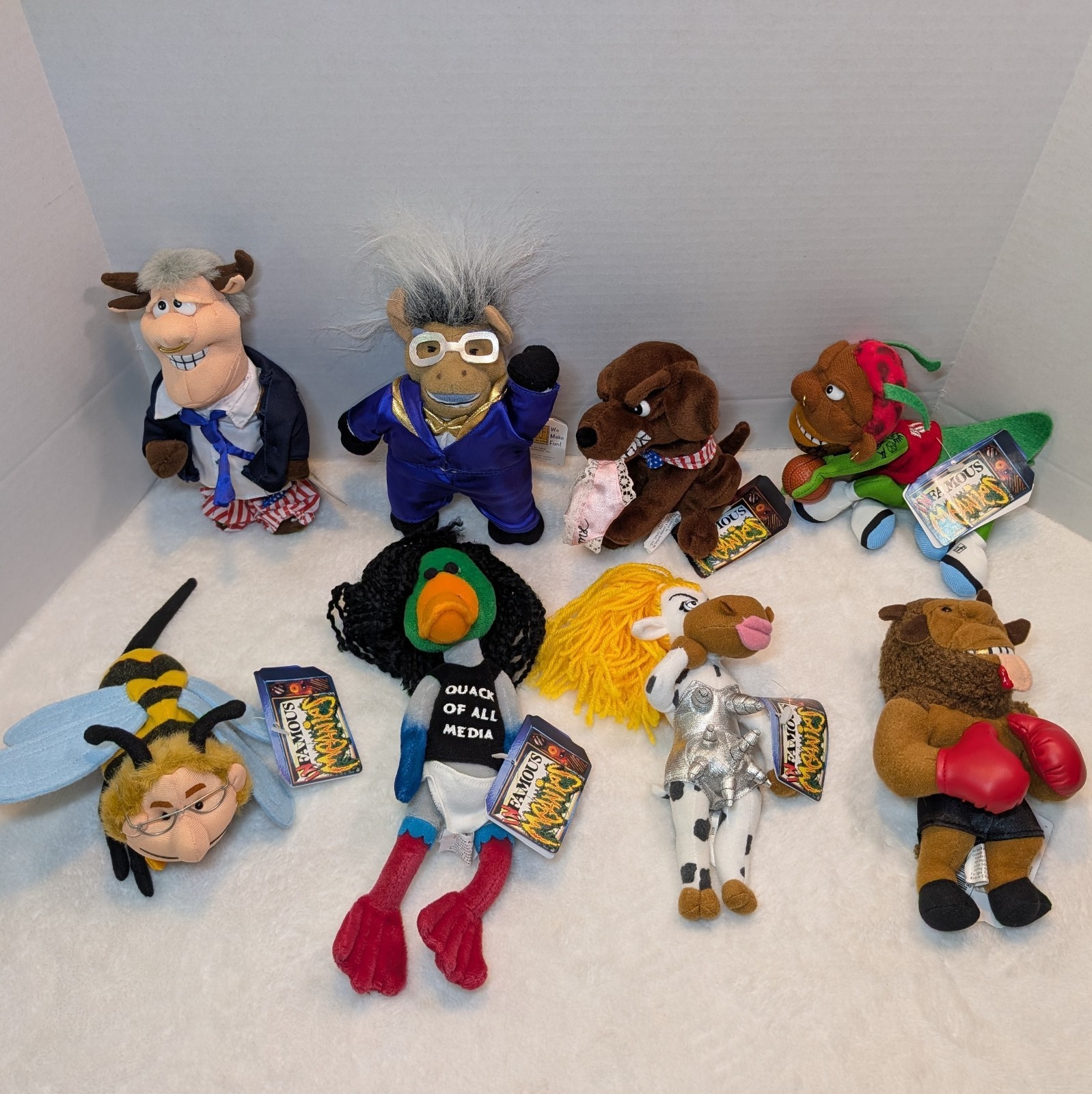 Vintage 90s Meanies Plush Lot Of 8- Infamous Series MADONNA Clinton HOWARD STERN