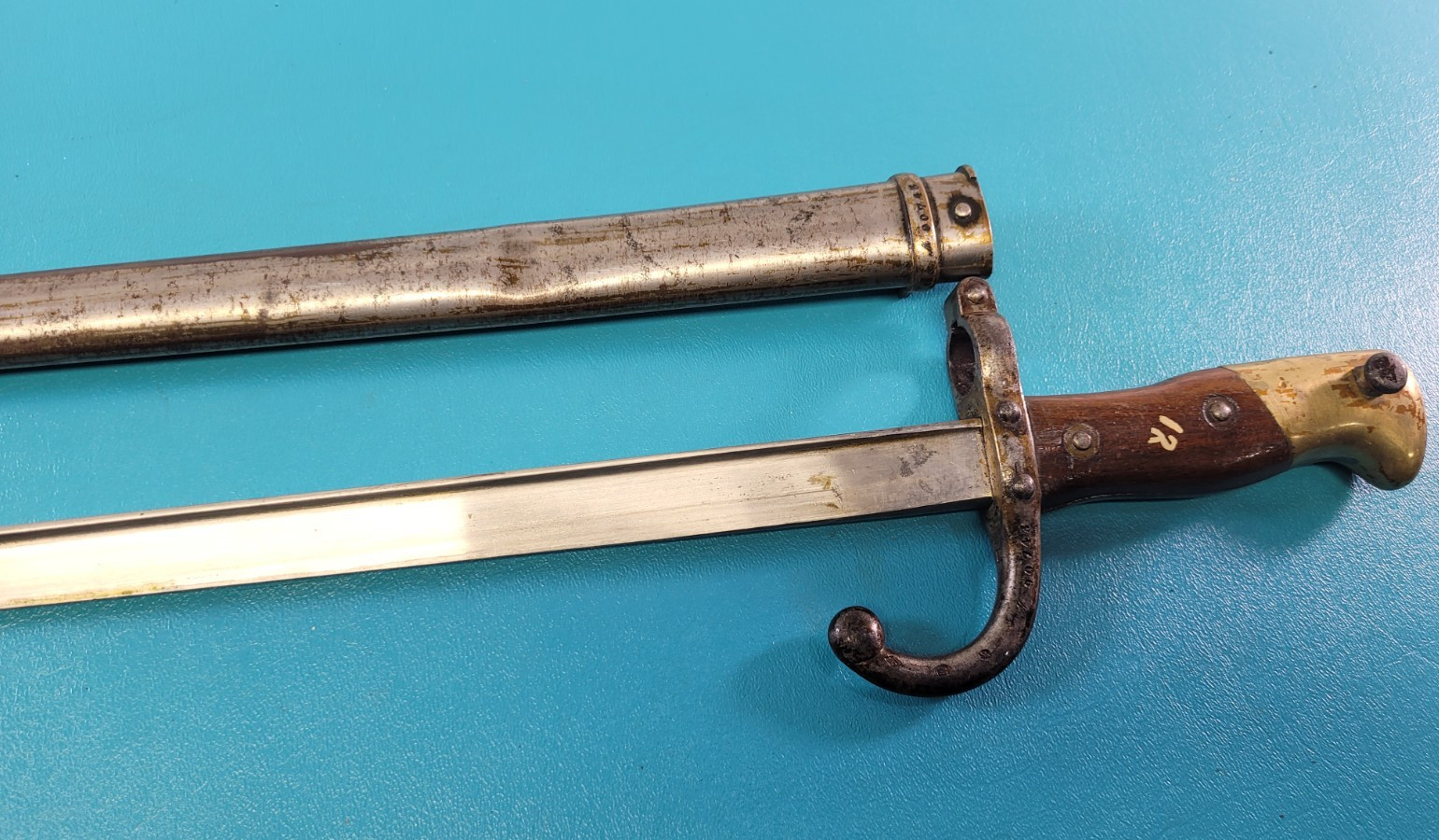 French Military Model 1874 Gras Rifle Bayonet Sword + Match S/N# Scabbard TR1033