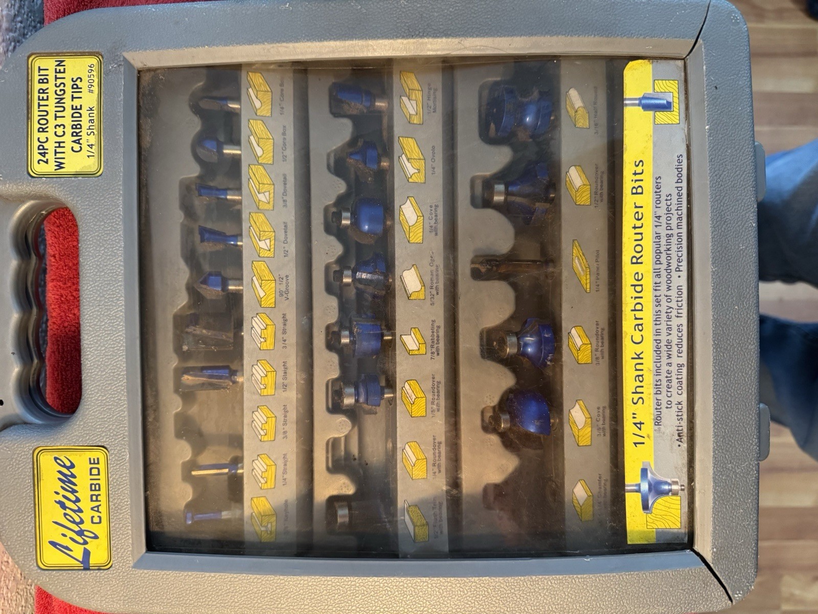 C3 Tungsten Carbide Router Bit Set 24 Pcs, 1/4" Shank.