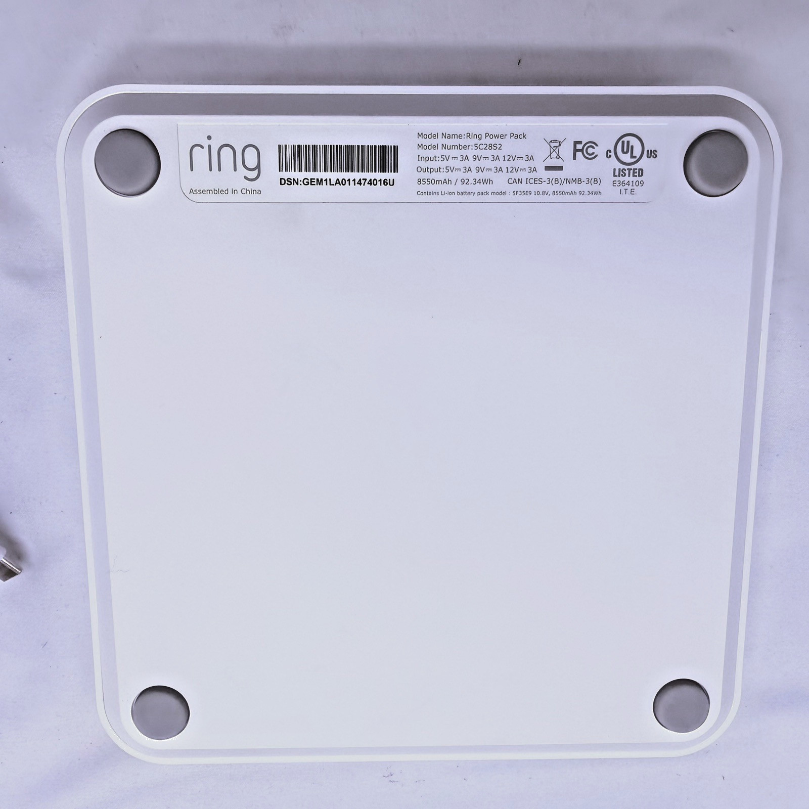 Ring Power Pack for Alarm Pro Base Station Up to 8 Hours of Battery Backup White