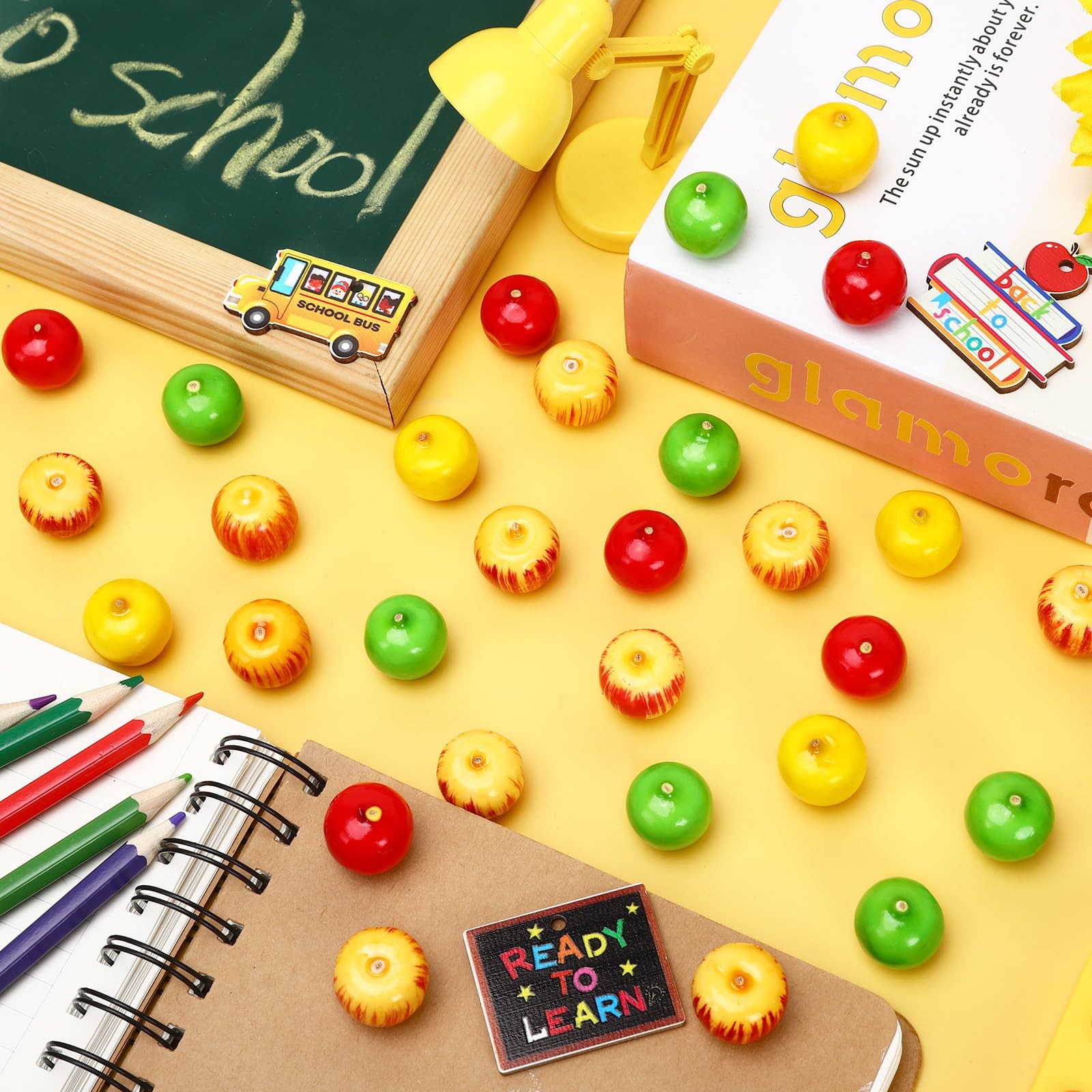 JUNEBRUSHS 120 Pcs Foam Apples, Artificial Mini Apples 0.8 inch, Multicolor