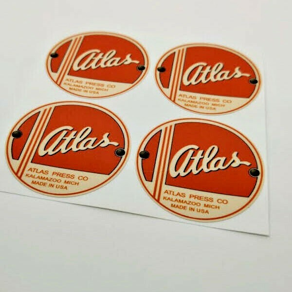2 Inch Atlas Press Co Vintage Style DECALs, Vinyl STICKERs, tool box lathe drill