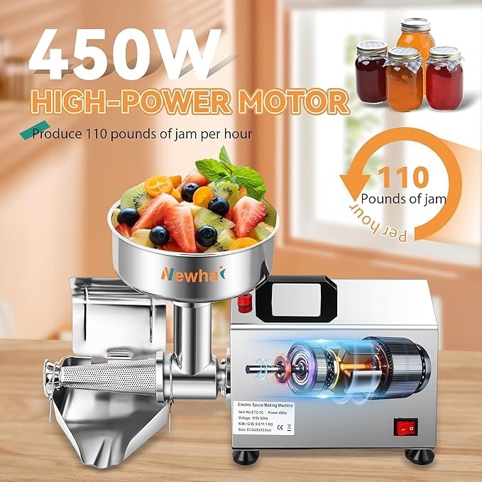 Newhai 450W Electric Tomato Strainer Commercial Sauce Maker Stainless Steel